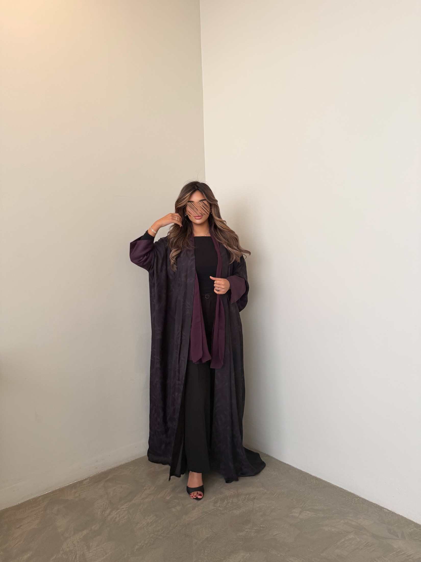 MWT1052 - عبايه جاكار بتدخيله بالاكمام - Aya