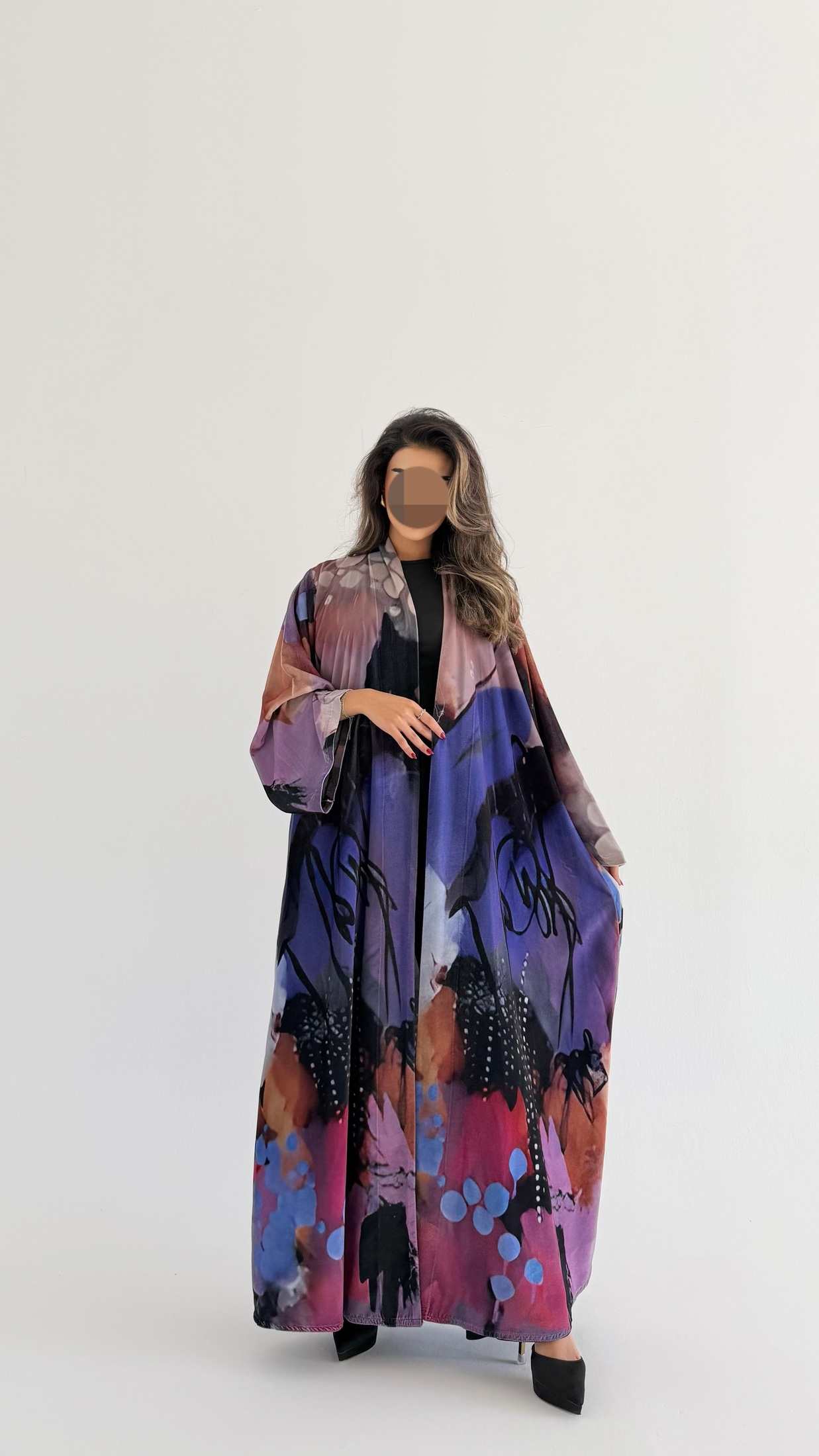MWT890 - عباية مخمل طباعة - Aya