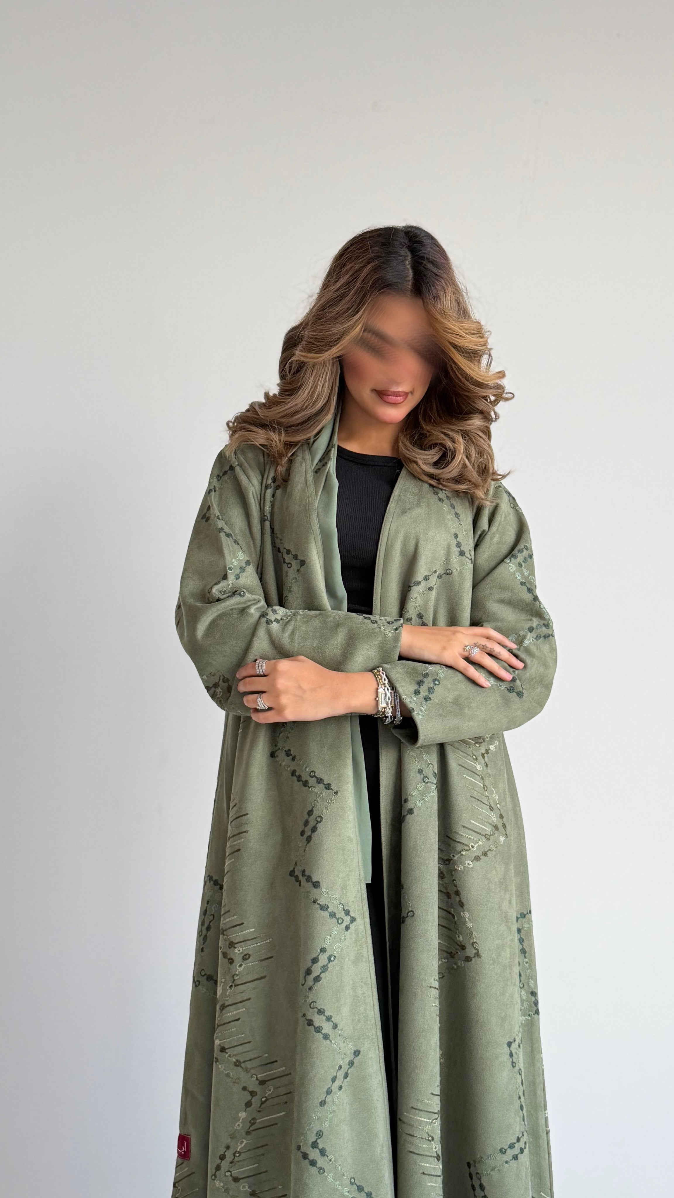 MWT580 - عباية شامواة زيتي - Aya