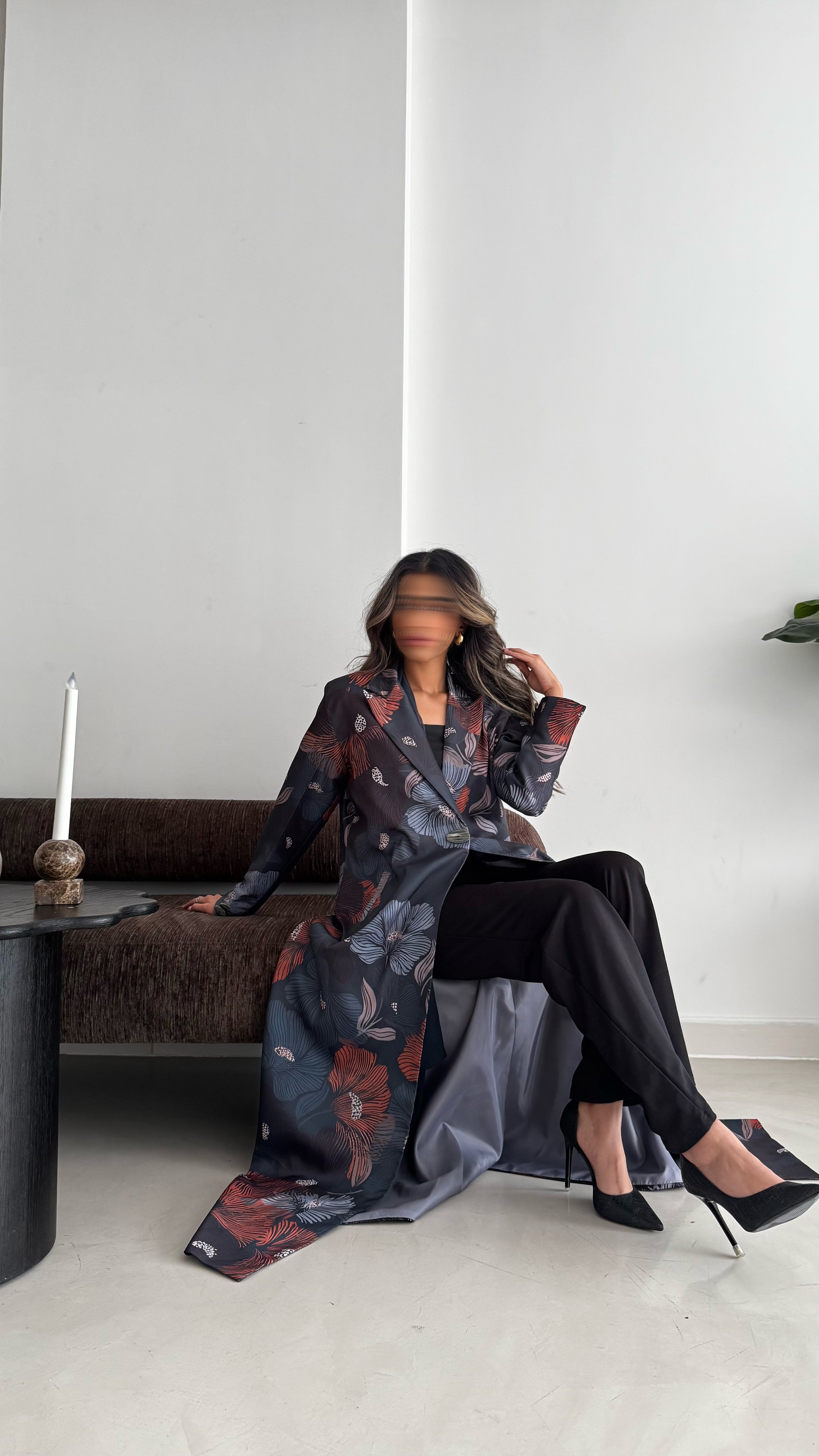 MWT842 - عباية بليزر طباعة | Printed Blazer Abaya - Aya