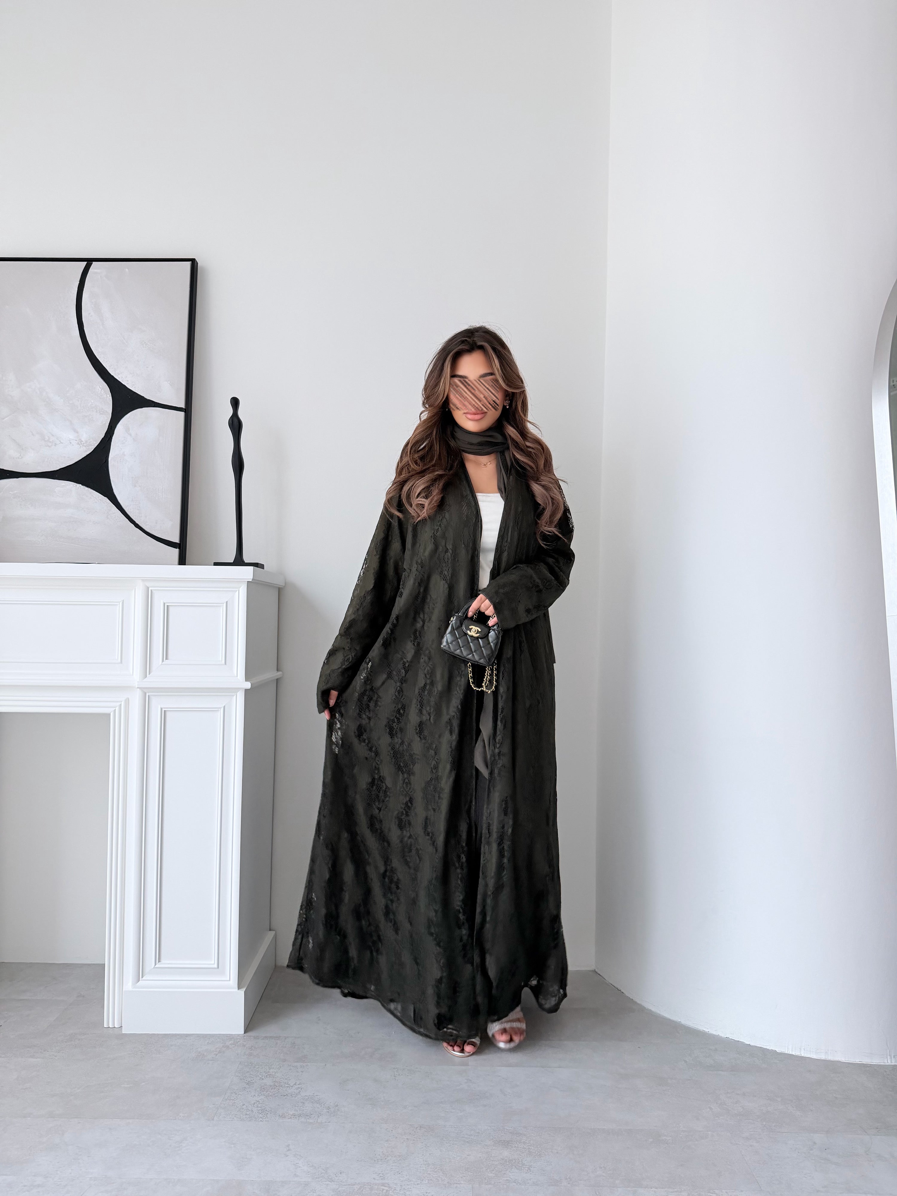 MWT5058 - قماش زيتي دانتيل مبطن كامل قصة كلوش - Aya