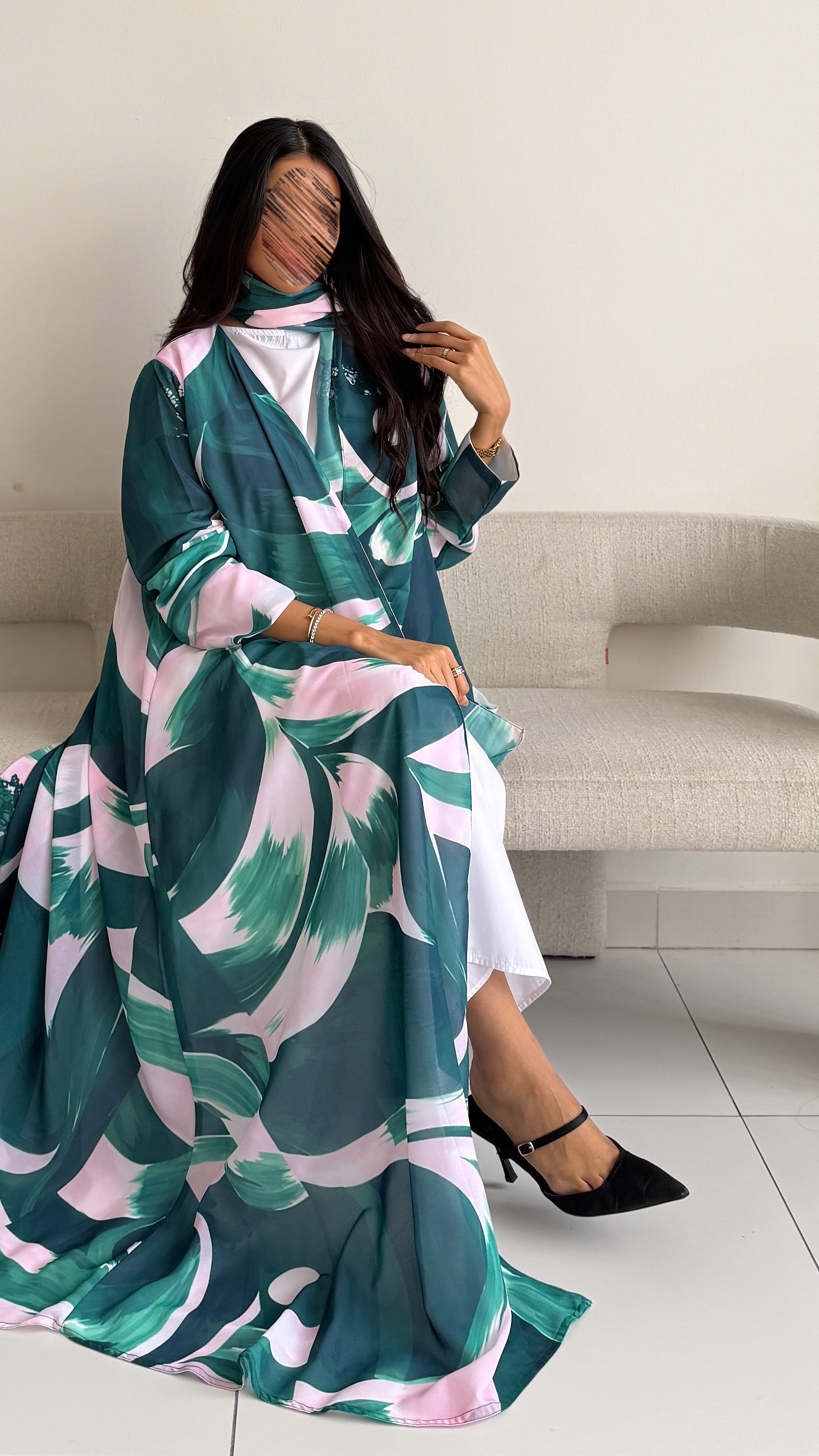 MWT2061 - عباية طباعة صيفية | Summer printed abaya - Aya