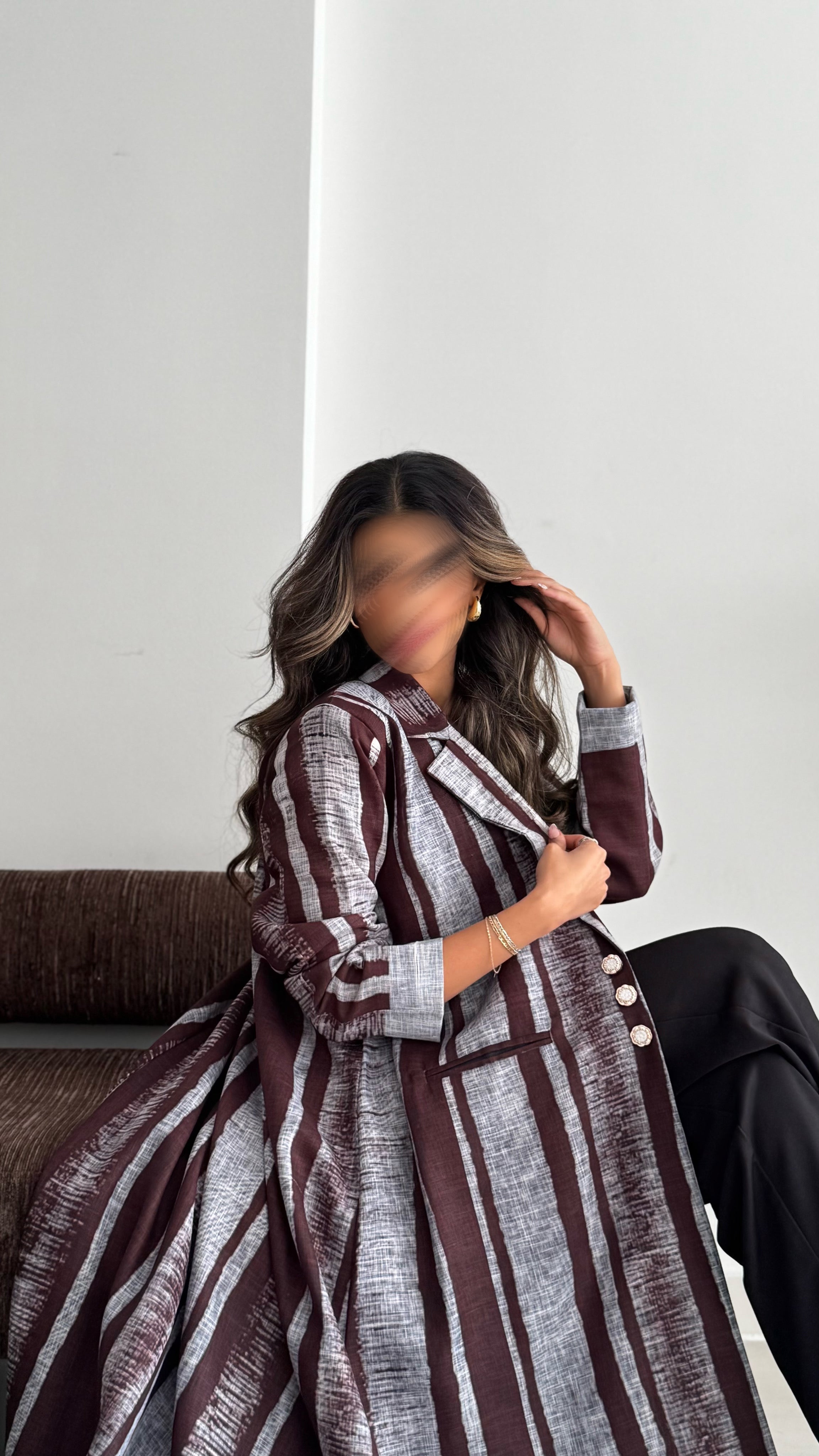 MWT832 - عباية بليزر طباعة | Printed Blazer Abaya - Aya