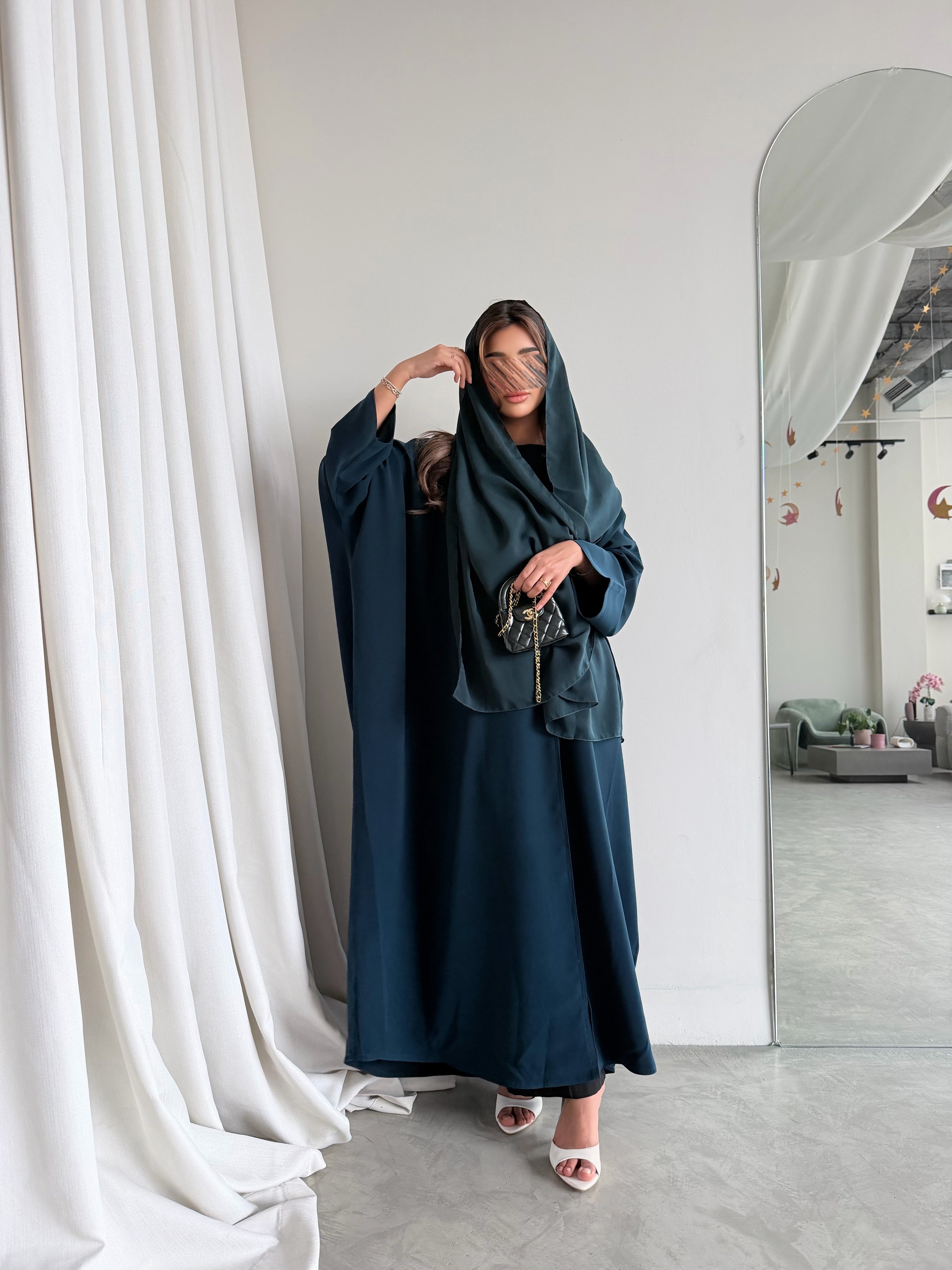 MWT5052 - كريب تركواز ساده قصة نص بشت - Aya