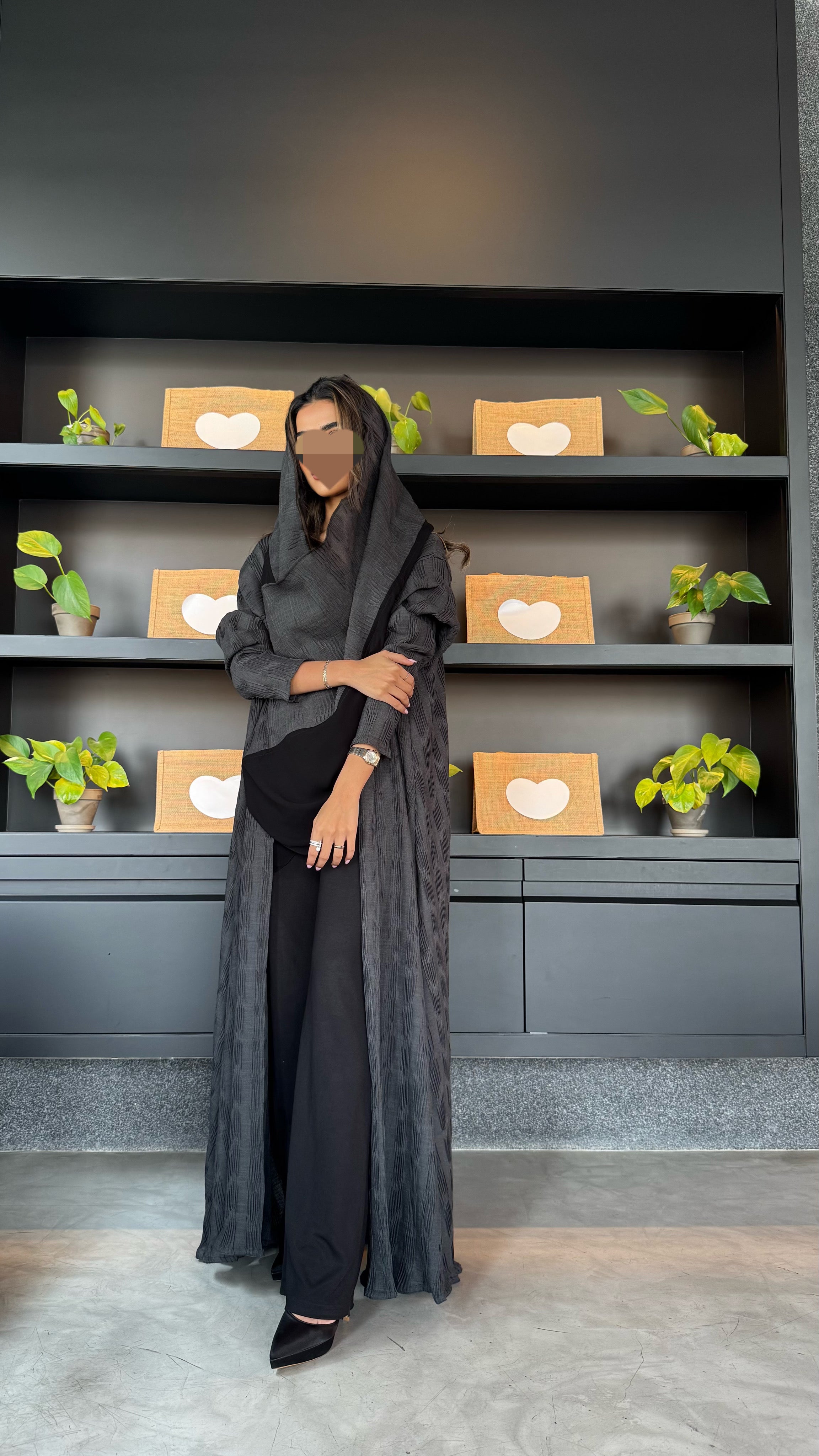 MWT404 -عباية كتان لينن مكسر - Aya