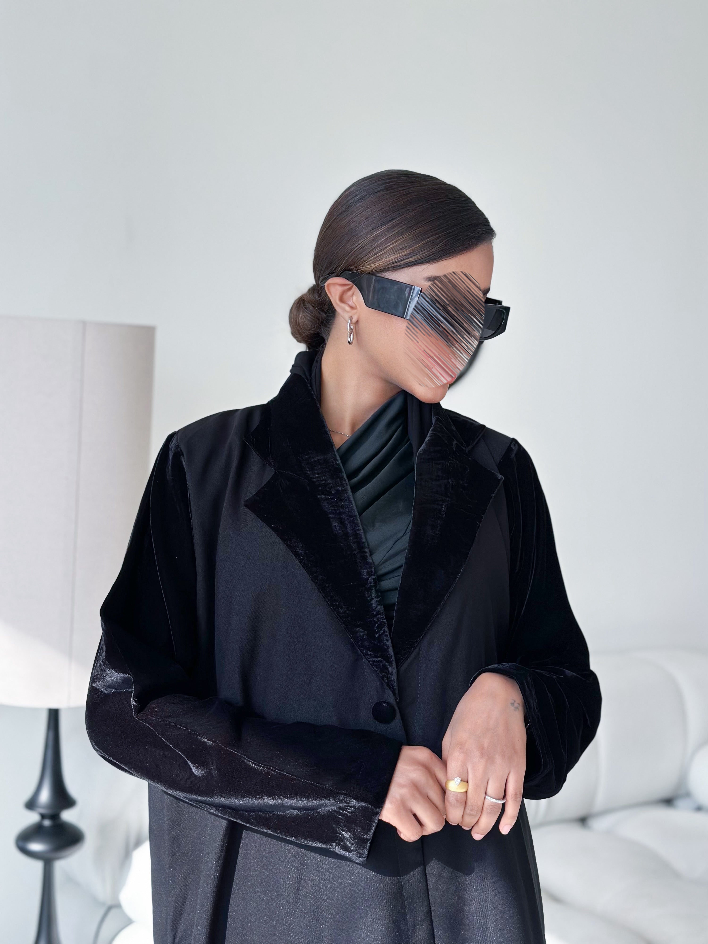 MW964 - قماش كريب مع مخمل نص كلوش