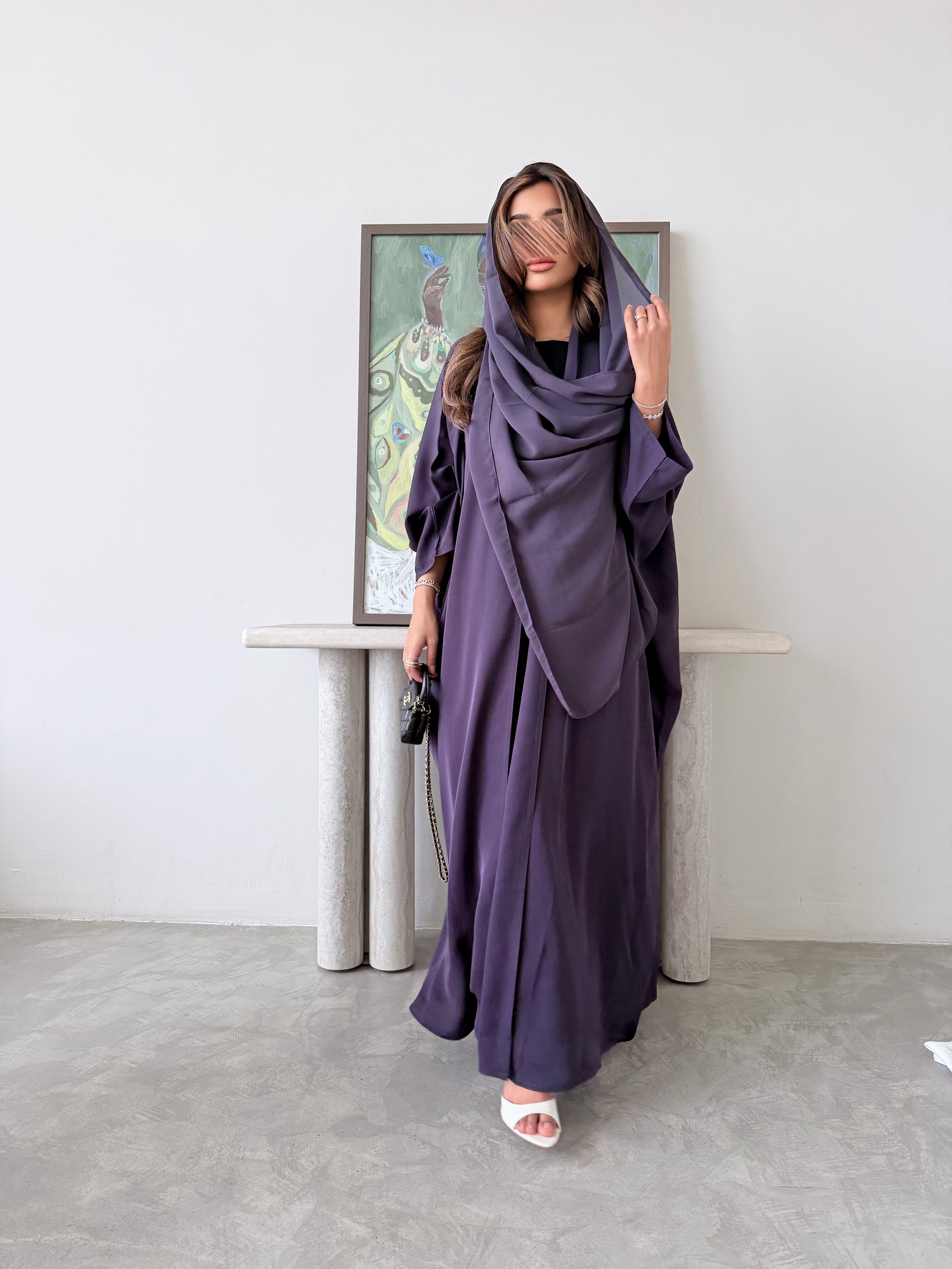 MWT5050 - كريب بنفسجي ساده قصة نص بشت - Aya