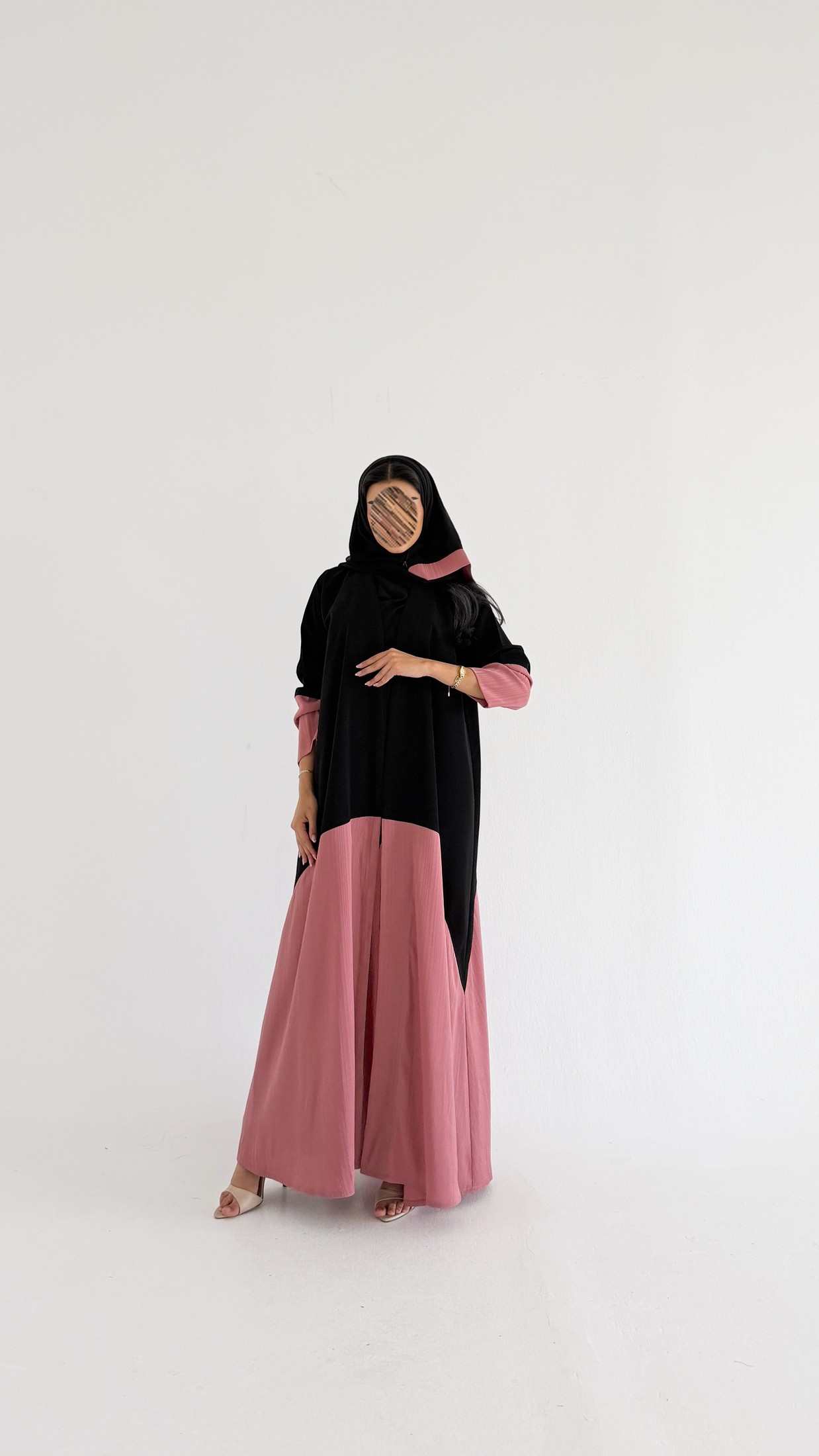 MW2172 - عبايه كريب نص كلوش مع اضافه تدخليه الجاكار حصرية - Aya