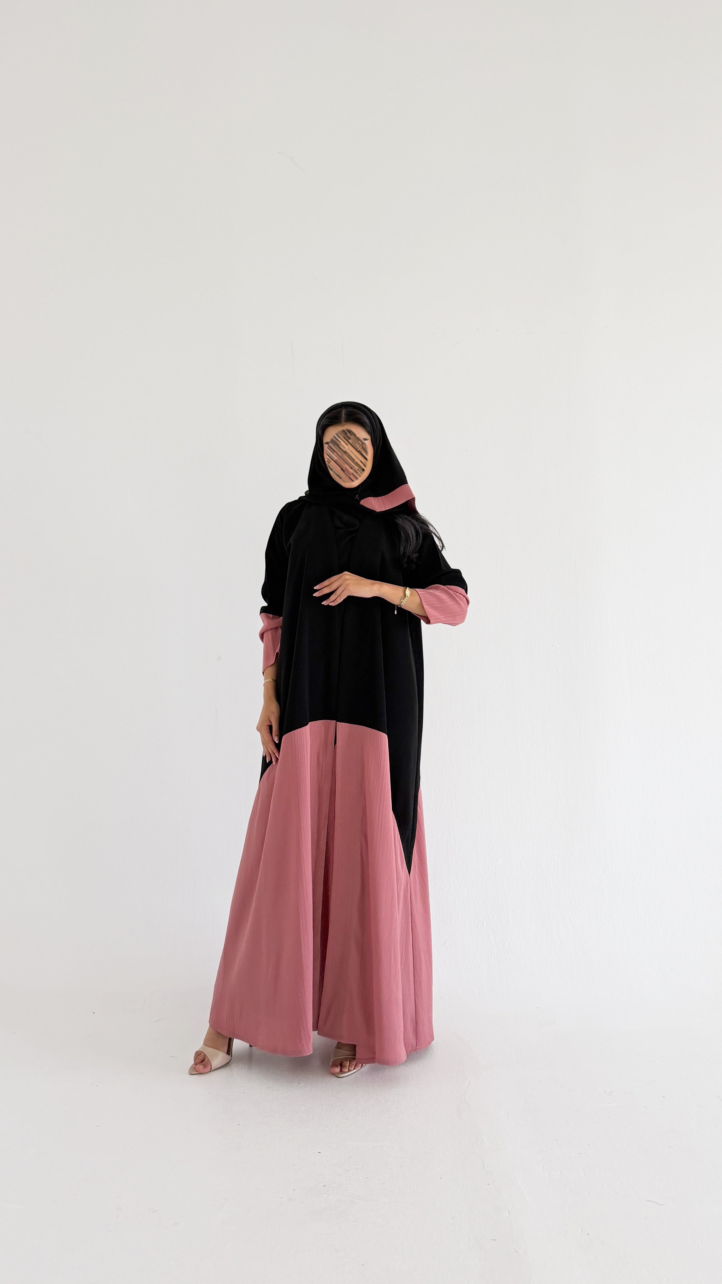 MW2172 - عبايه كريب نص كلوش مع اضافه تدخليه الجاكار حصرية - Aya