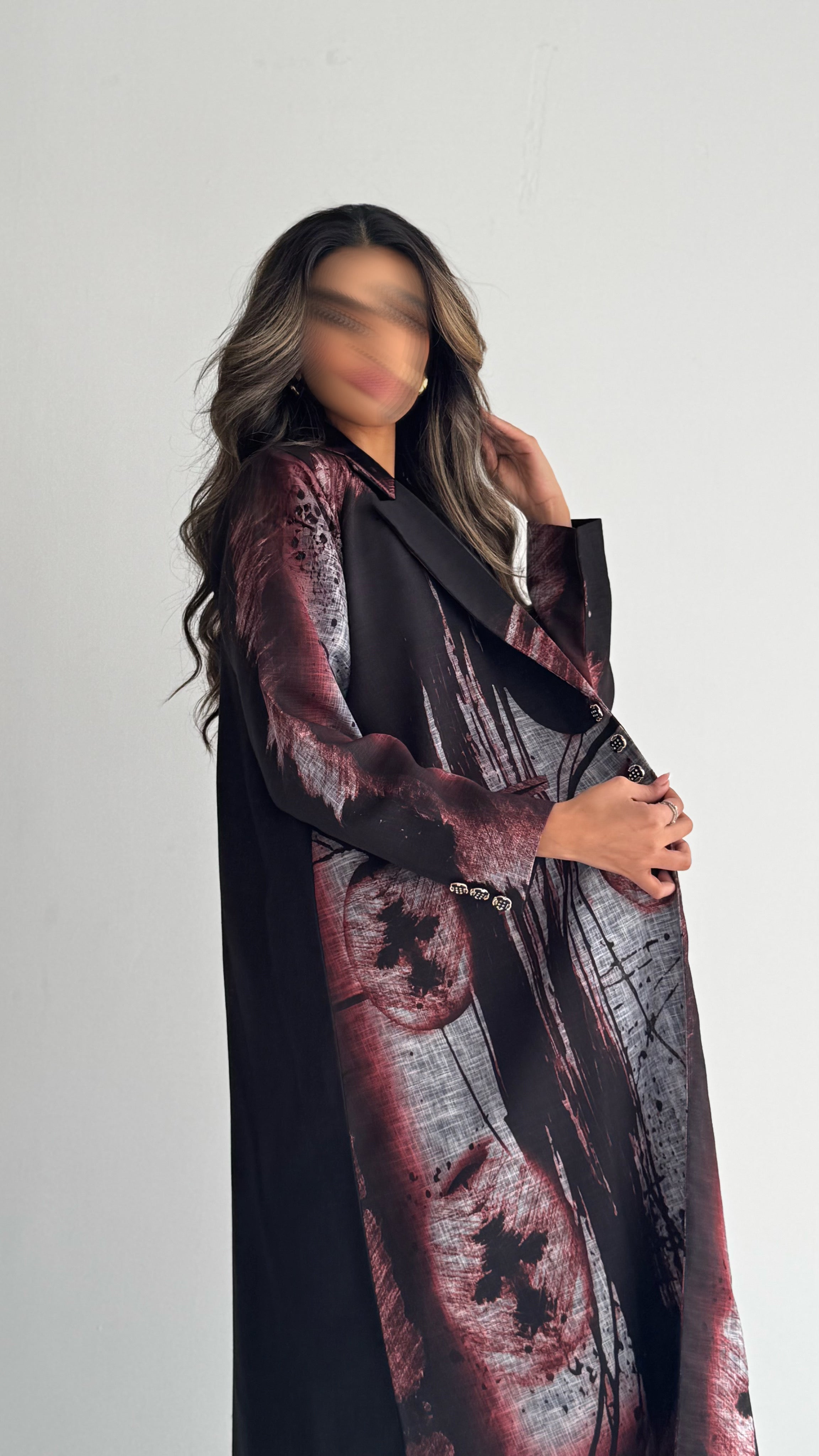 MWT838 - عباية بليزر طباعة | Printed Blazer Abaya - Aya