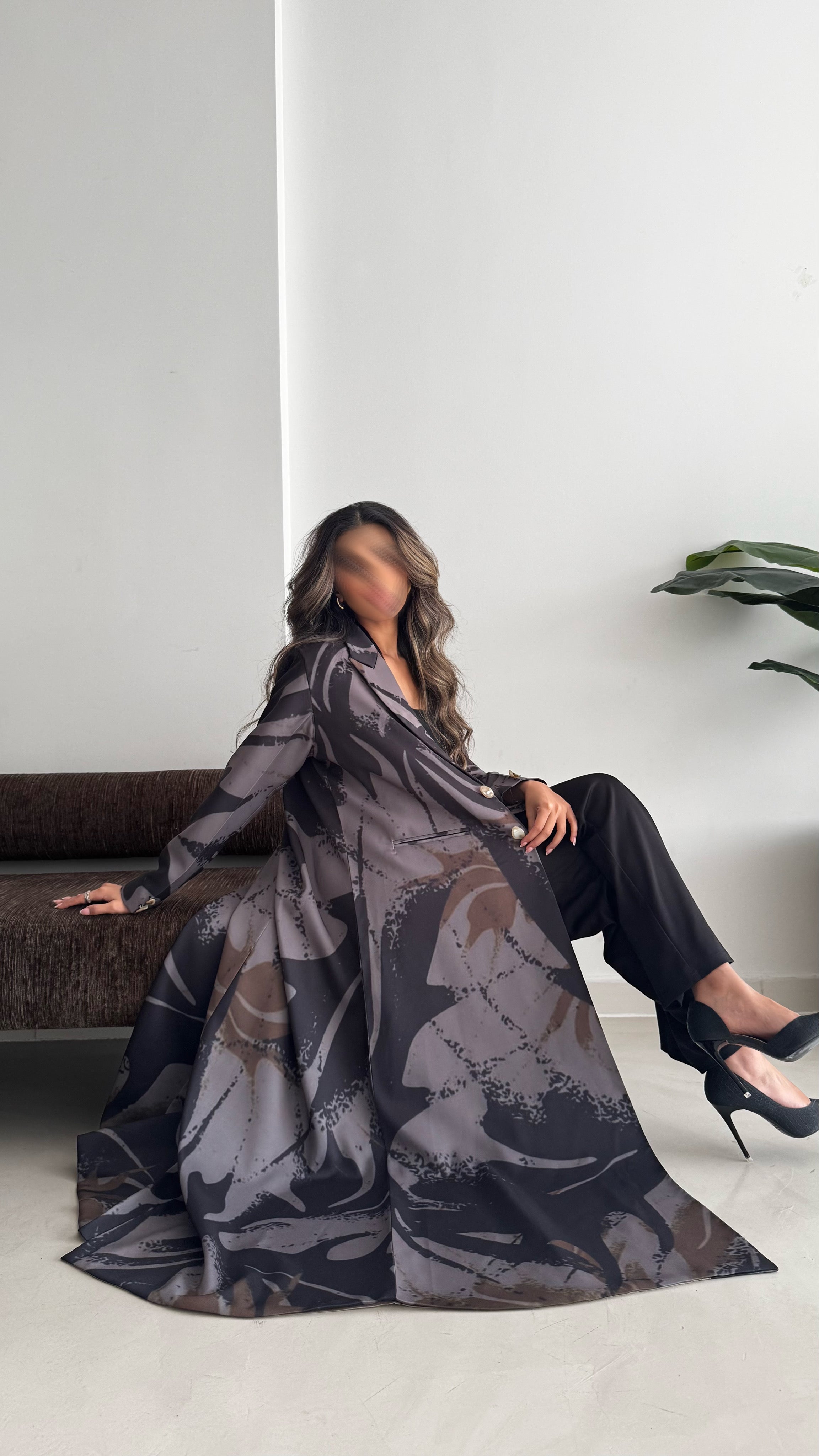 MWT841 - عباية بليزر طباعة | Printed Blazer Abaya - Aya