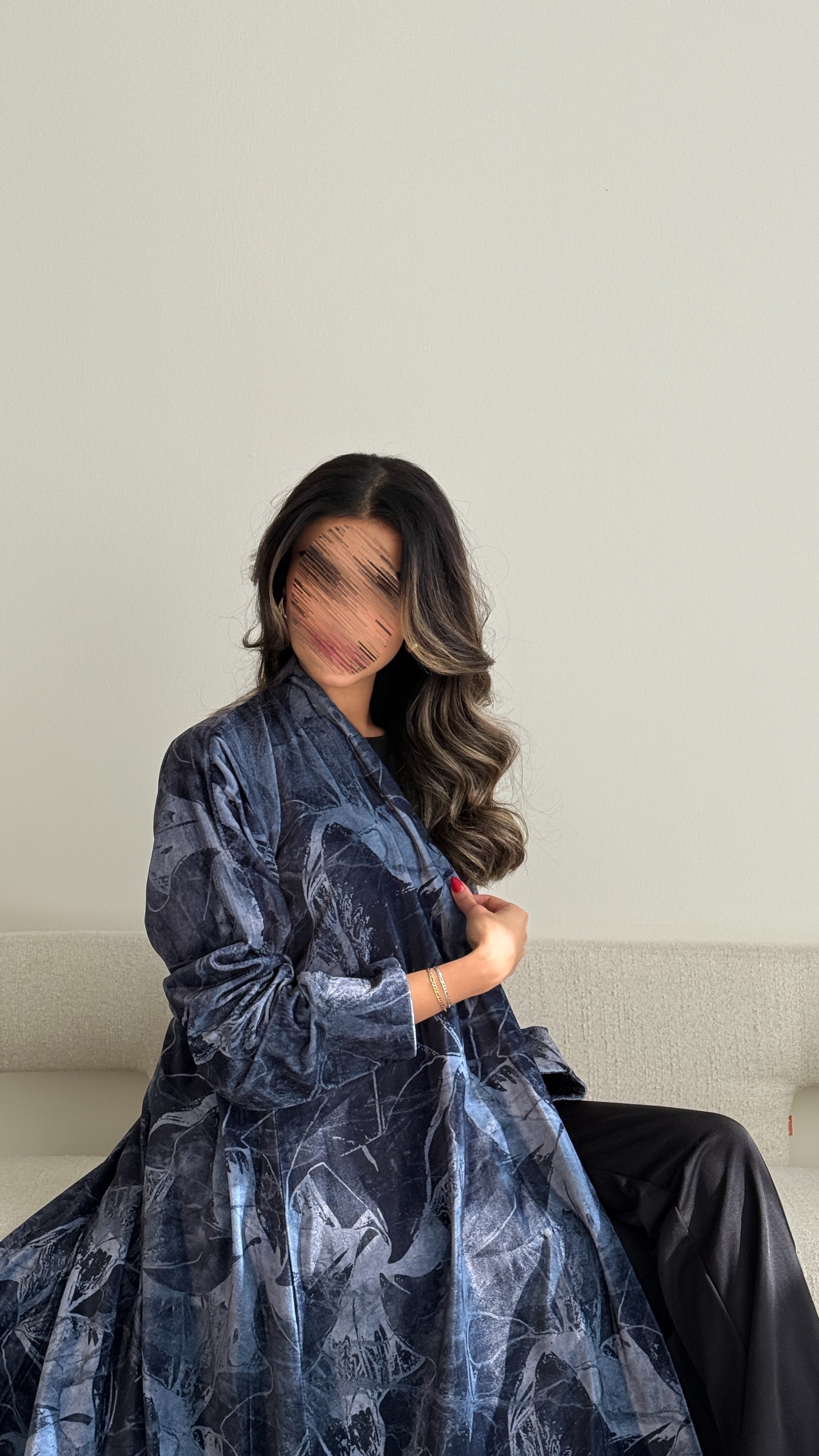 MWT763 - عباية مخمل برينت - Aya