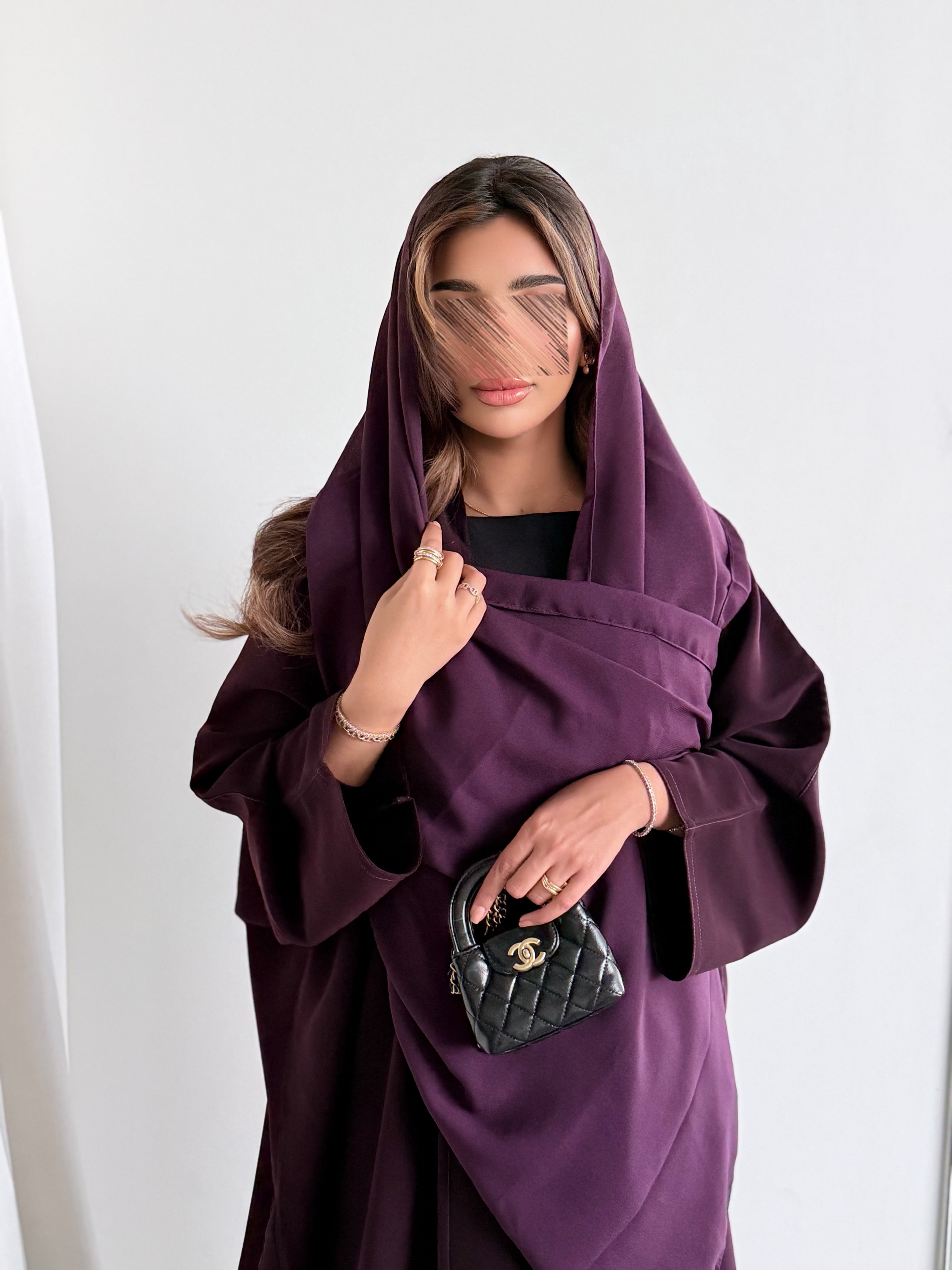 MWT5044 - قماش كريب عنابي قصة نص بشت - Aya