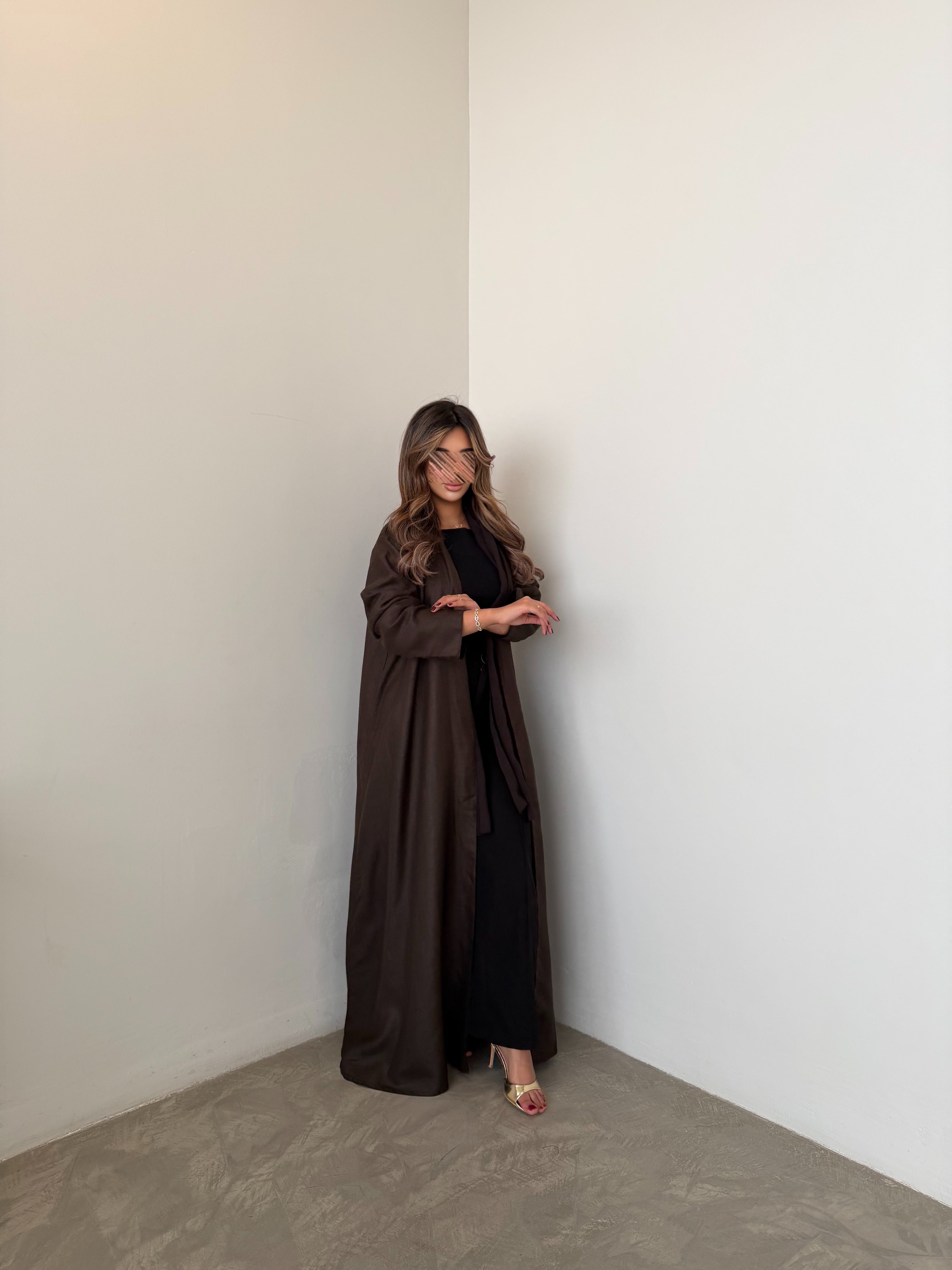 MWT1055 - عبايه بني لنن - Aya