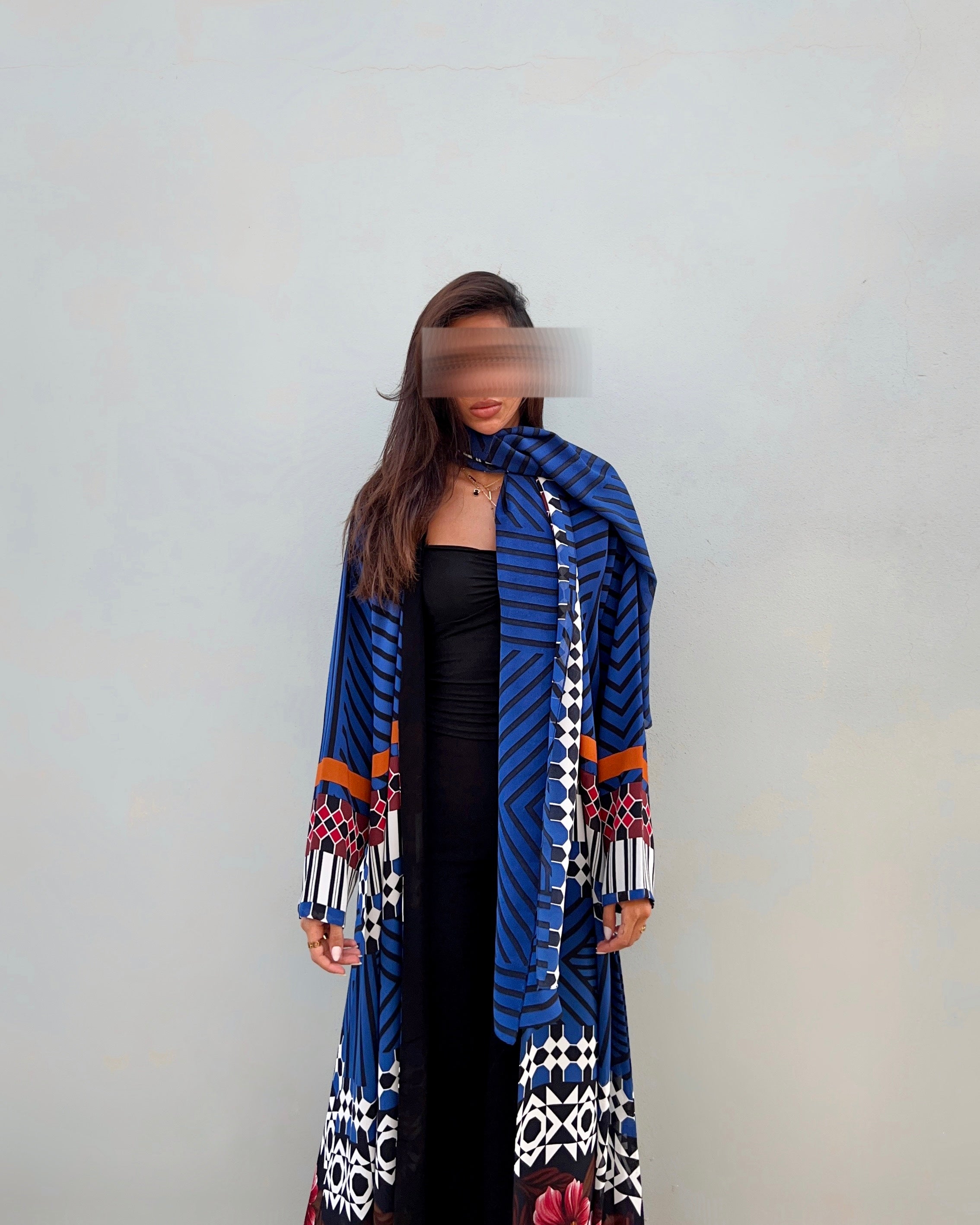 MWT457 - عبايه طباعه ازرق - Aya
