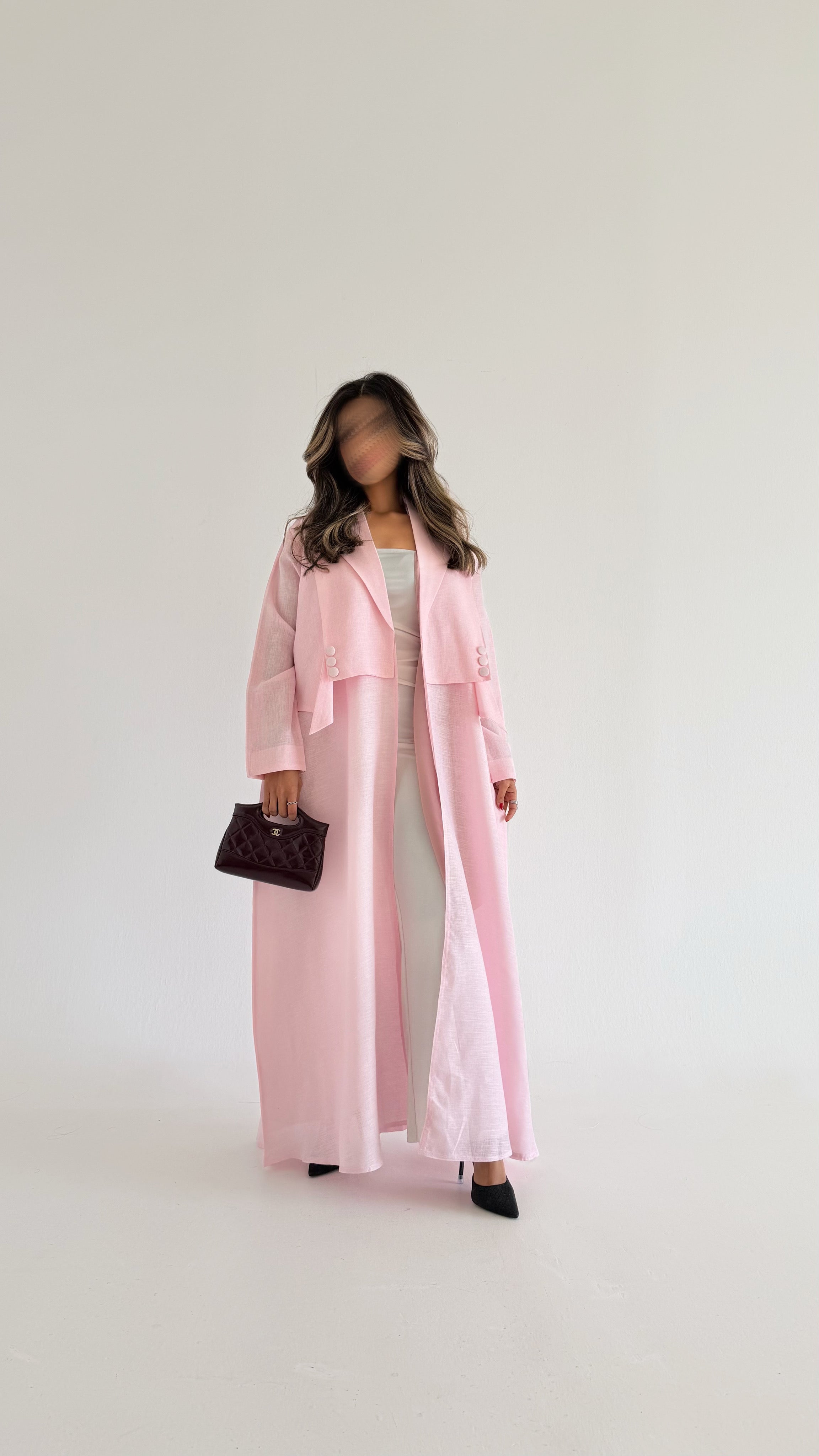 MW1502 - عباية لنن بيبي بنك صيفية