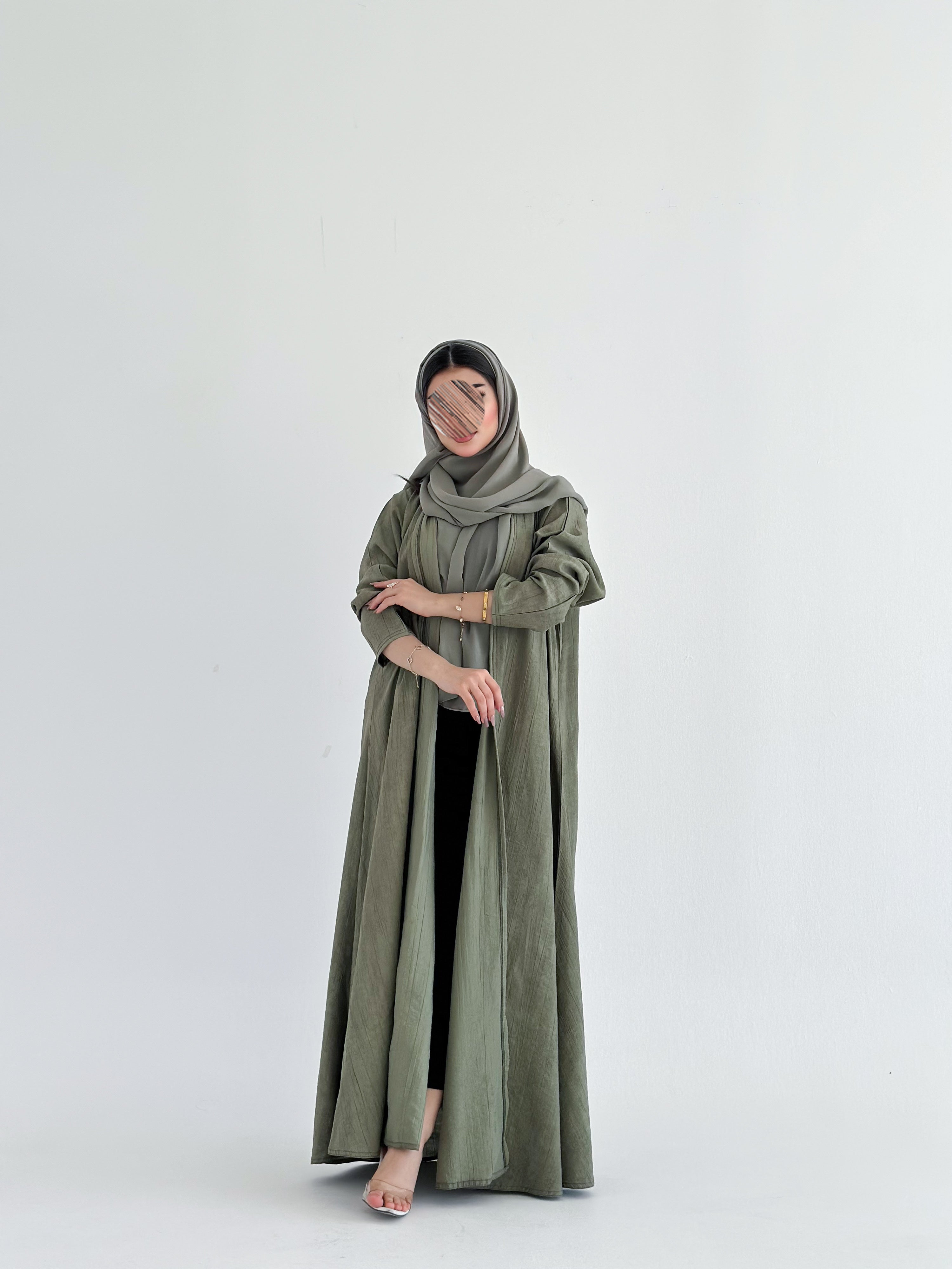 MWT2004 - عبايه لنن نص كلوش - Aya