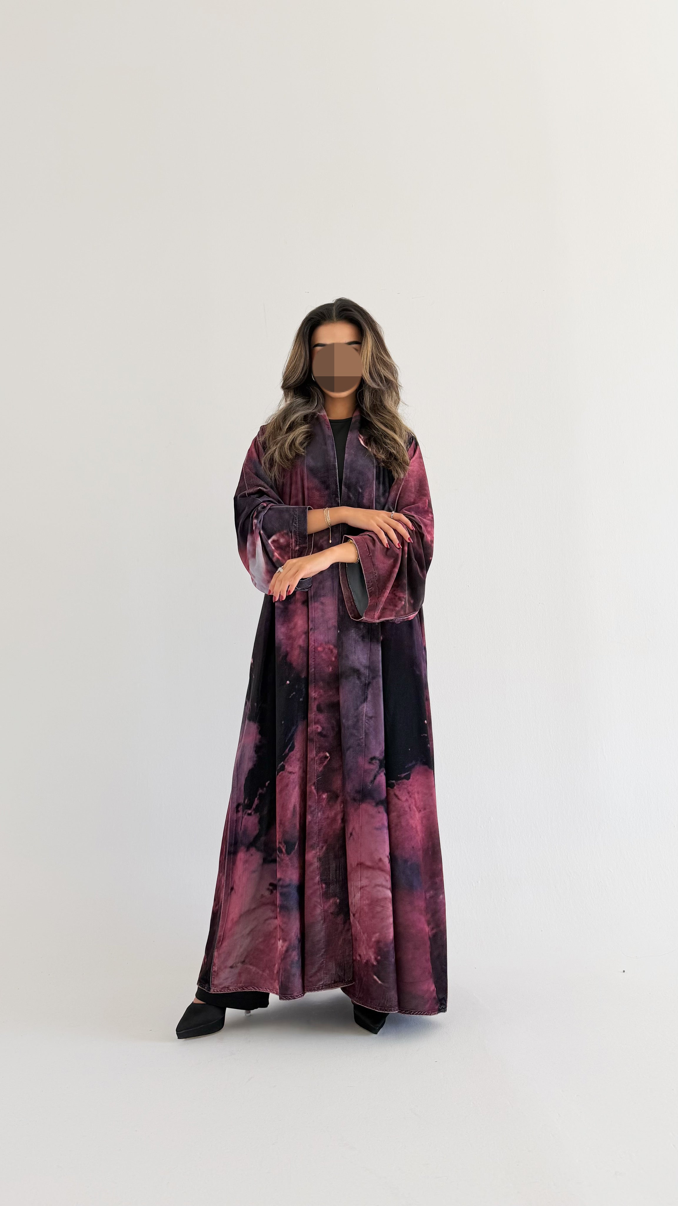 MWT887 - عباية مخمل طباعة