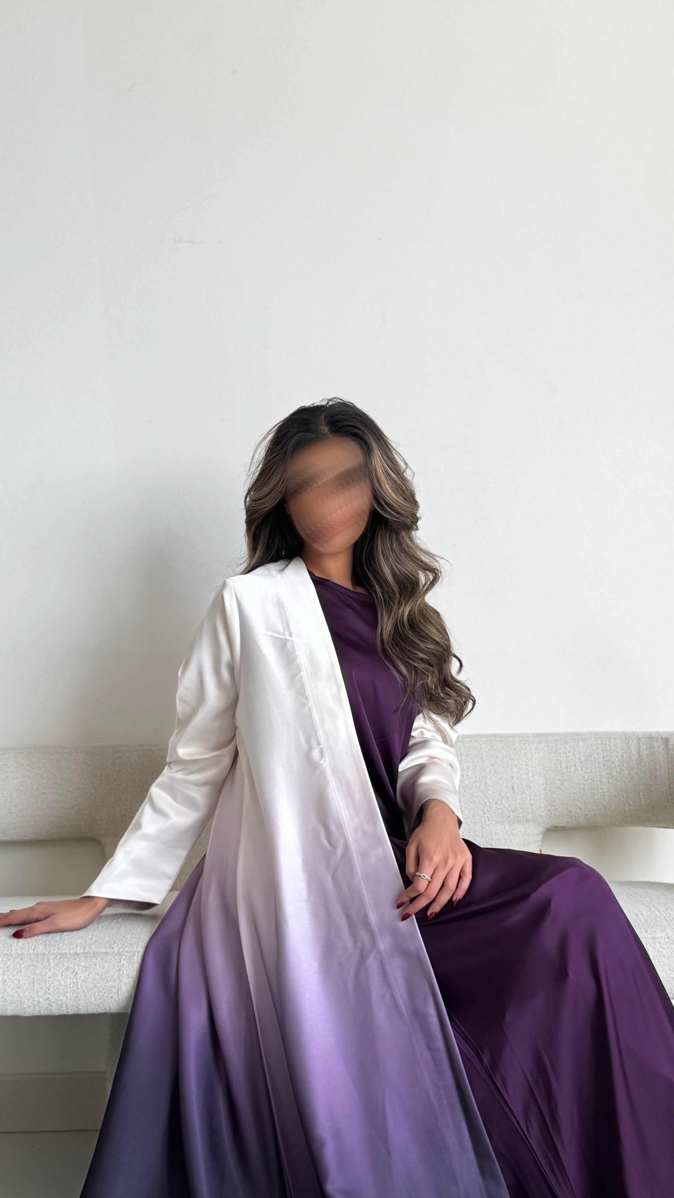 MW1821 - عباية حرير متداخل بالوان لمبرقيني مع اضافة فستان داخلي - Aya