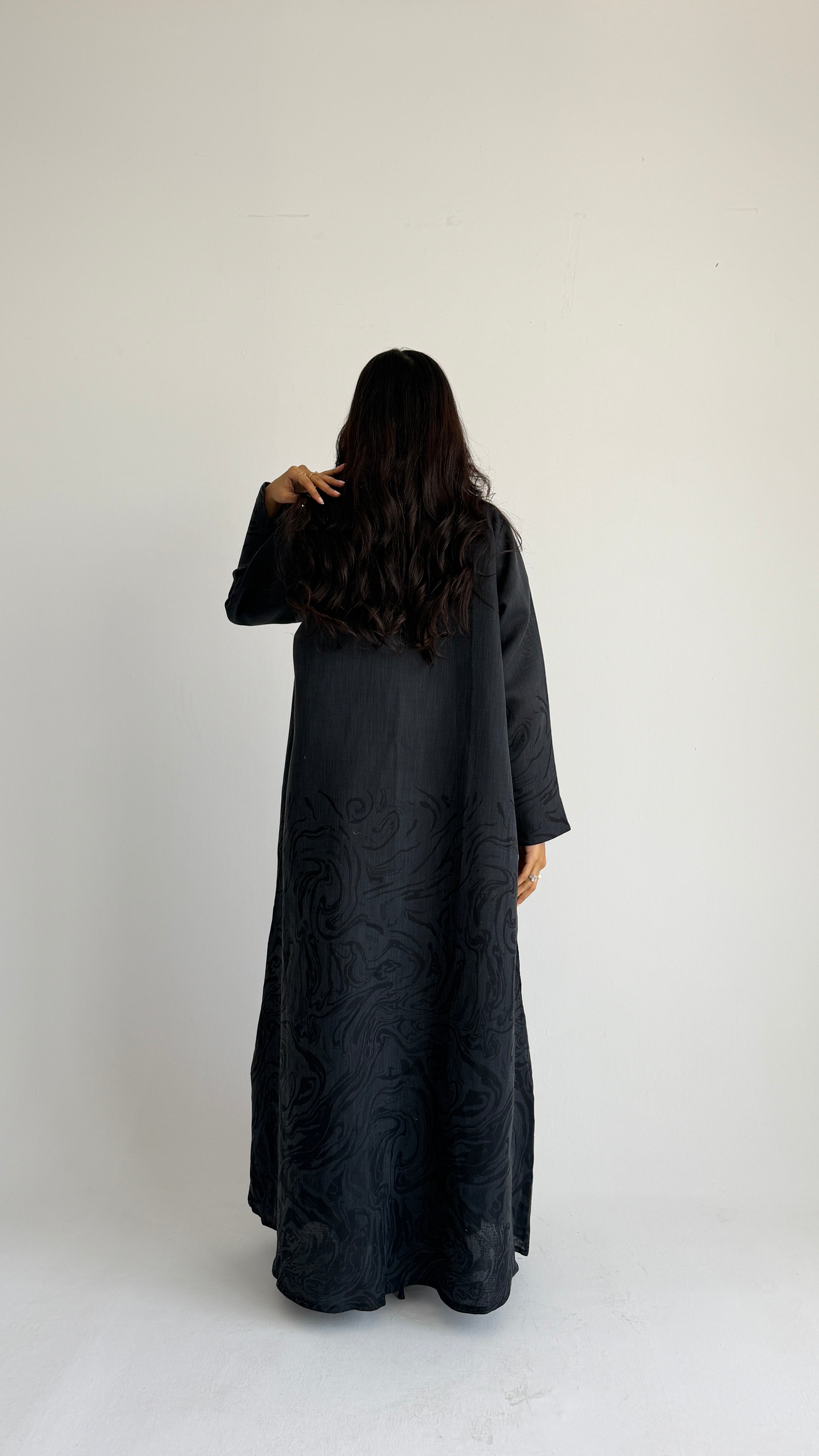 MWT1457 عباية لينن طباعة - Aya