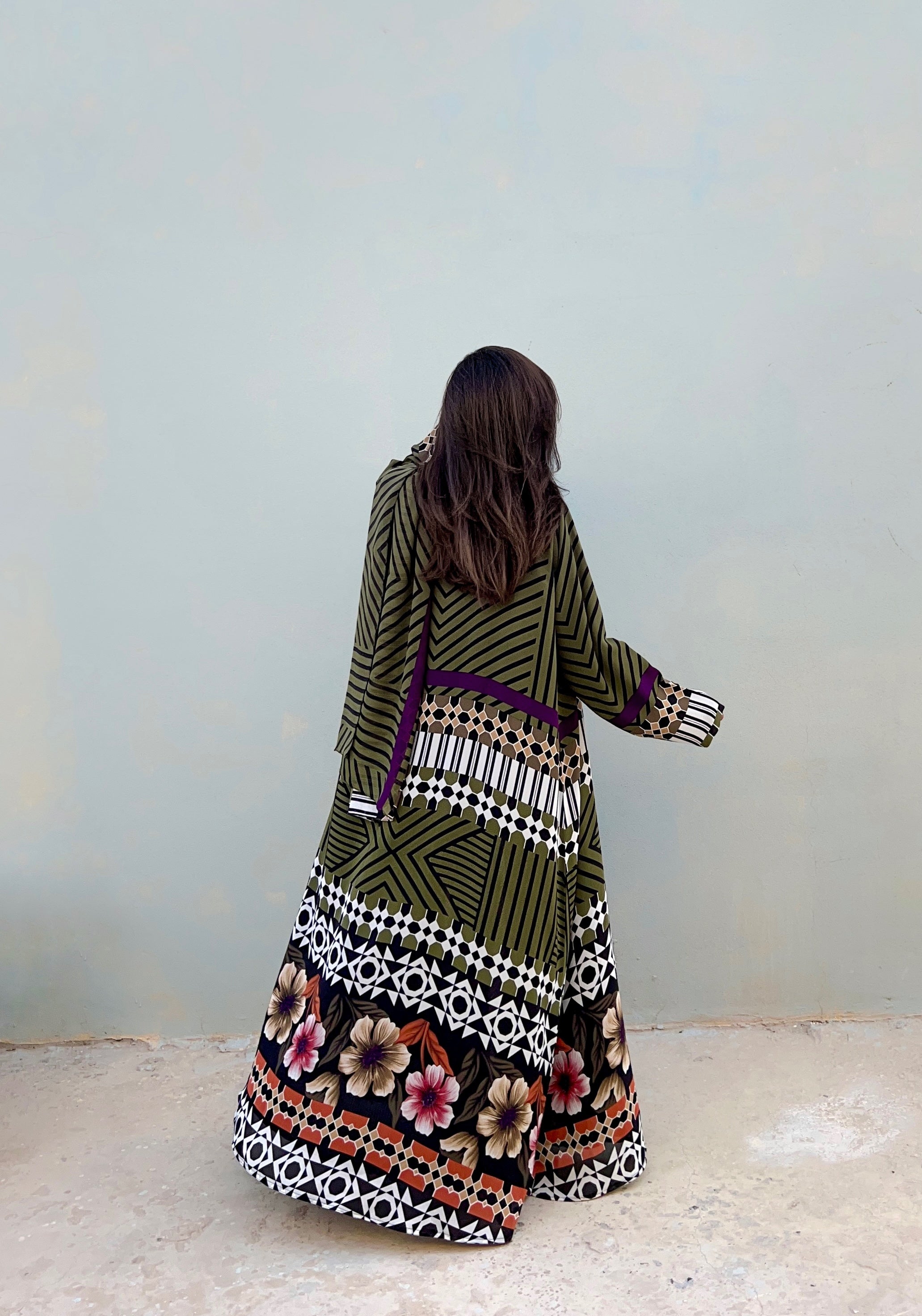 MWT458 - عبايه طباعه اخضر - Aya