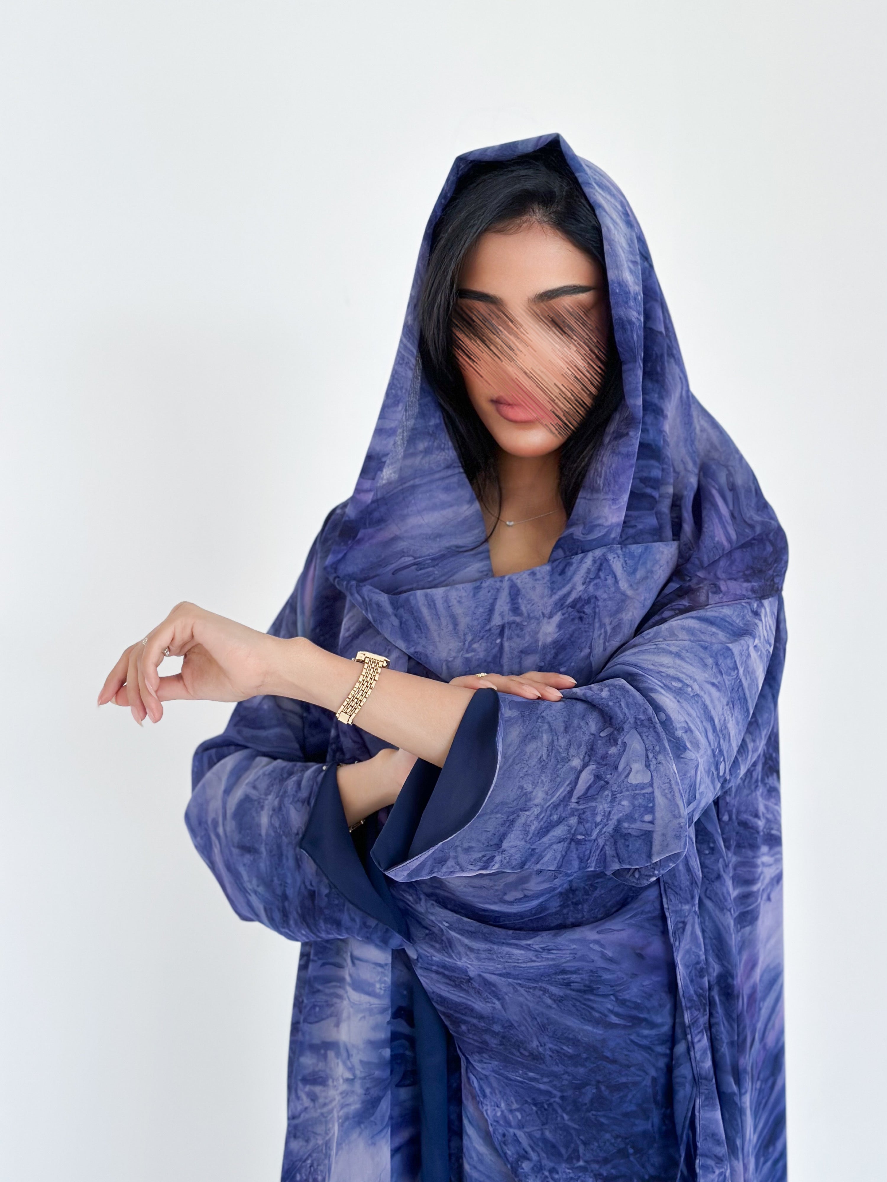 MW1342 - عباية وفستان وطرحة مطبوعة - Aya