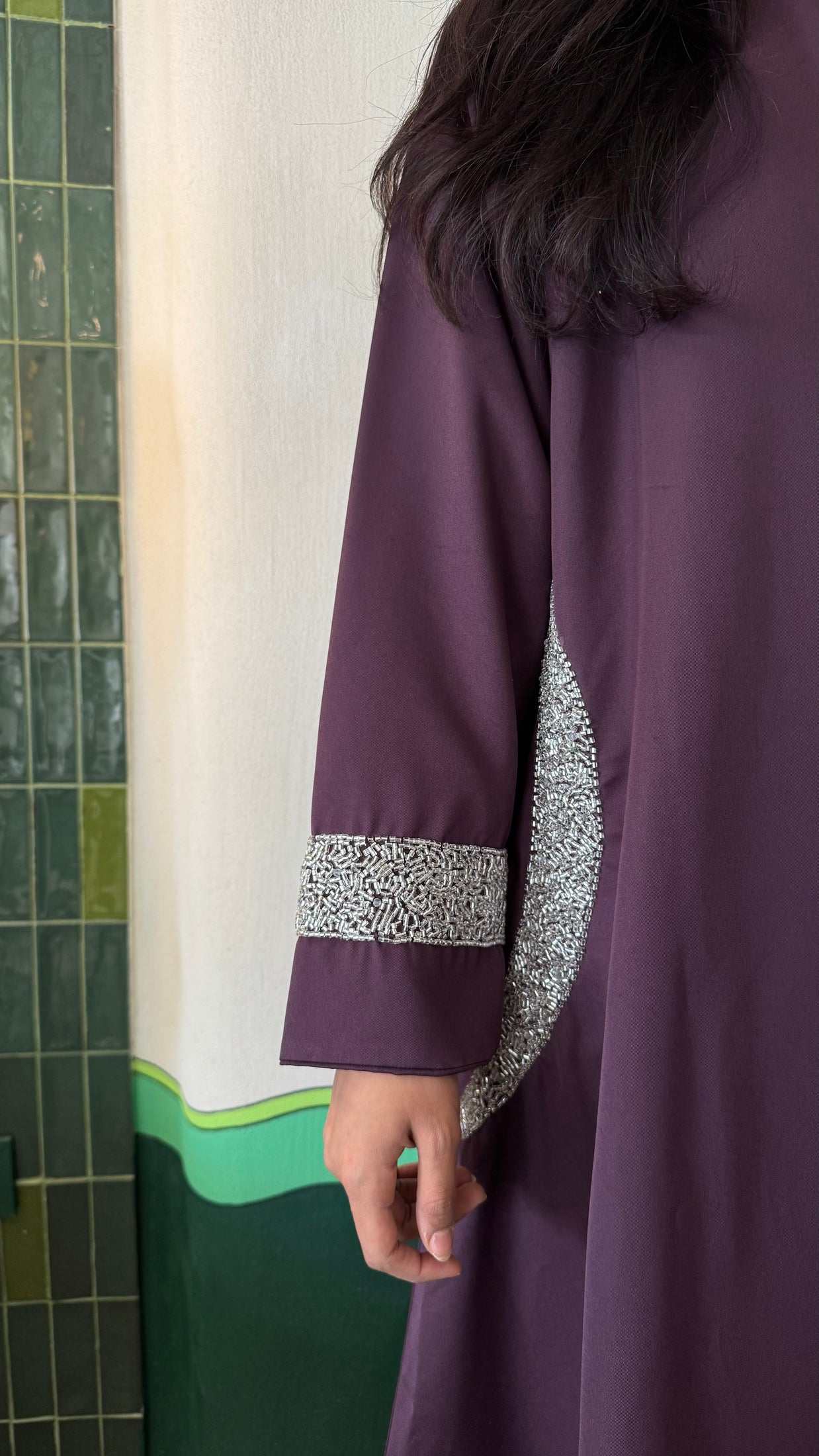 MW1665 - عباية بليزر شغل يدوي الشك - Aya