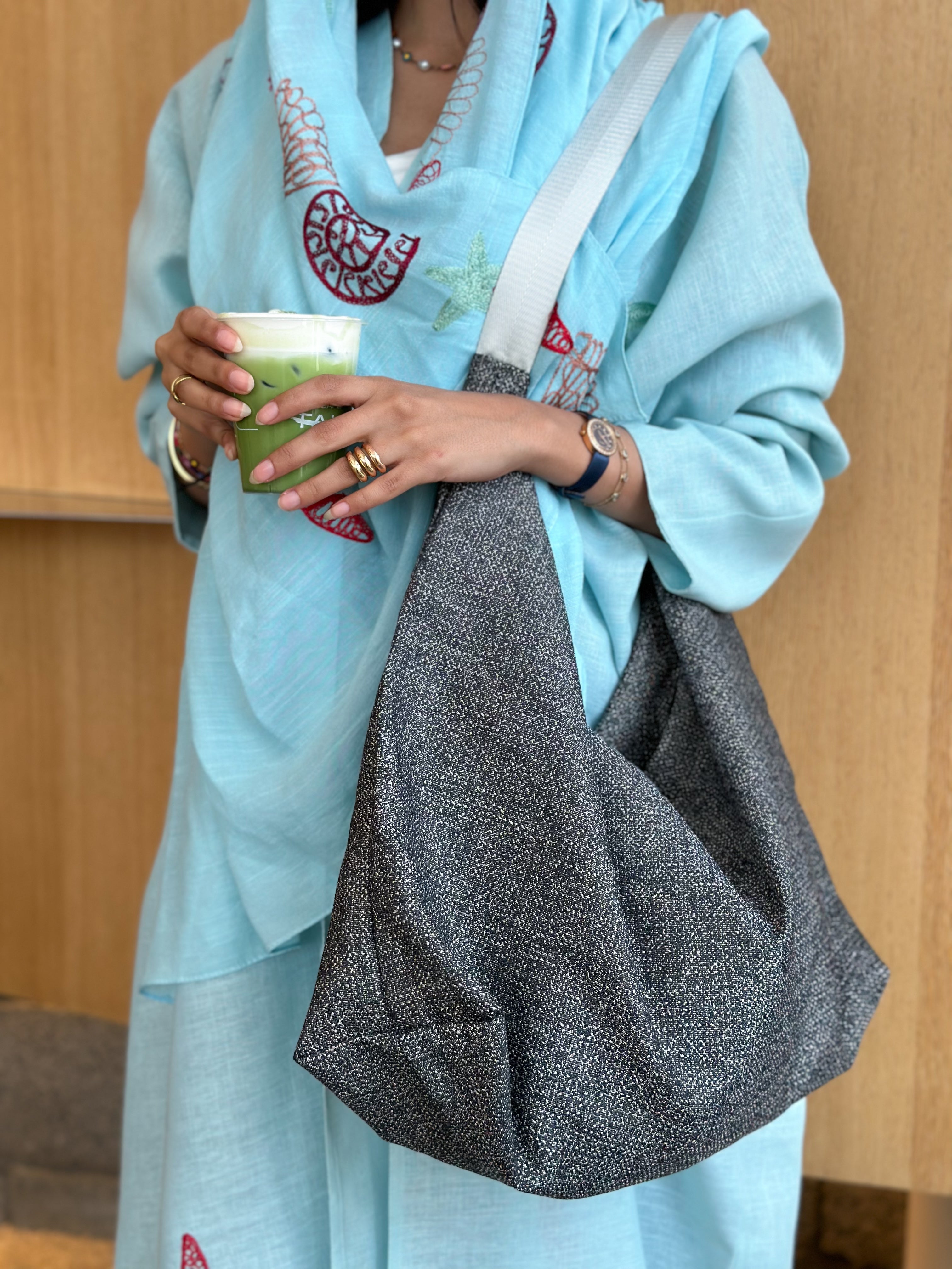 MWB0700 - شنطة هوبو كتان  سميكة وعملية - Aya