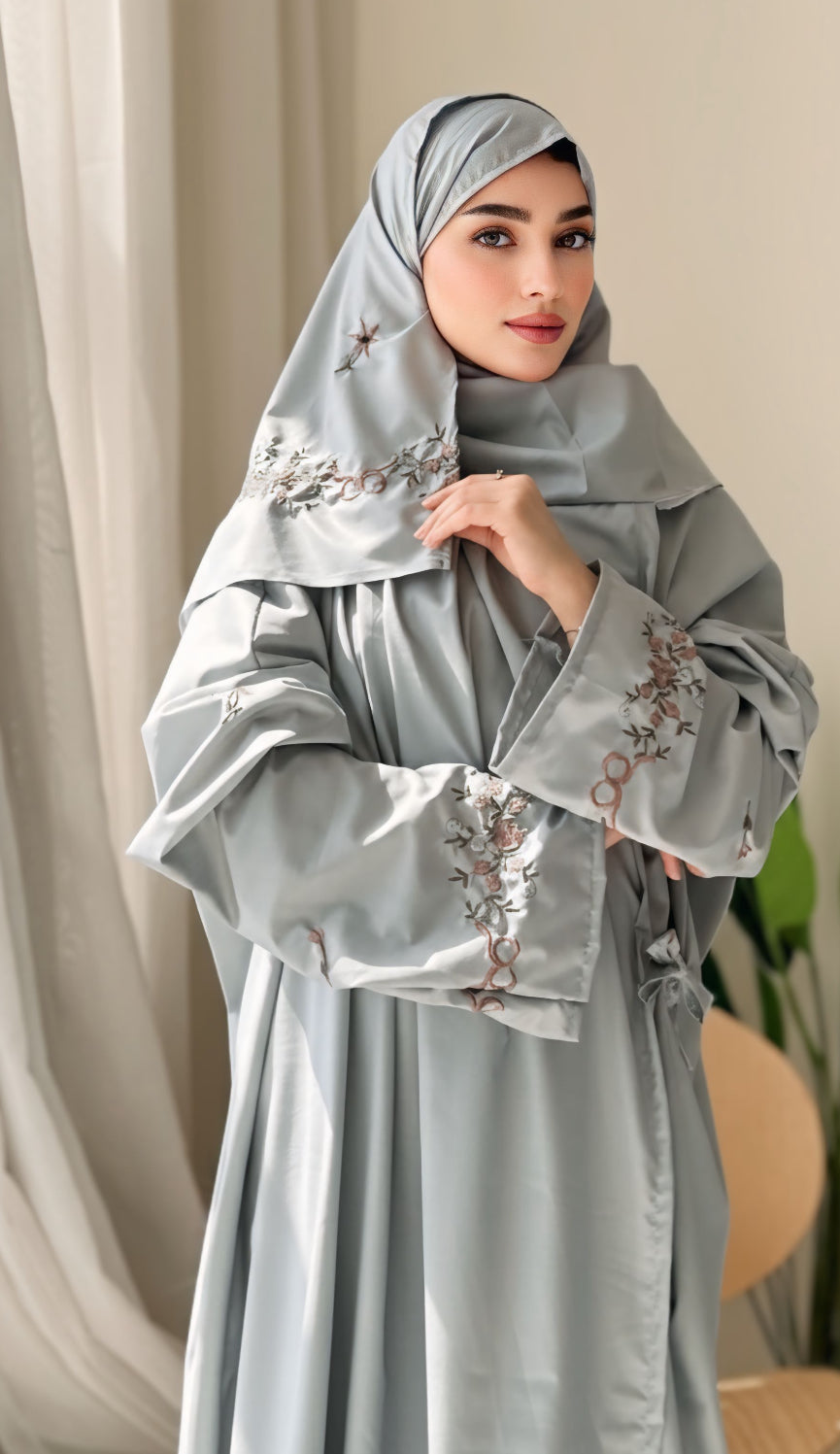 MWR04 - طقم سجادة و شرشف توليب رمادي - Aya