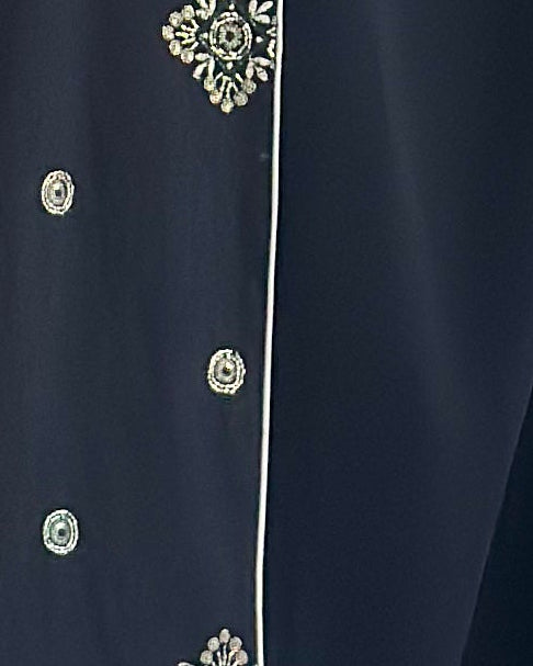 MWT2006 -عبايه نص بشت بتطريز لنن - Aya