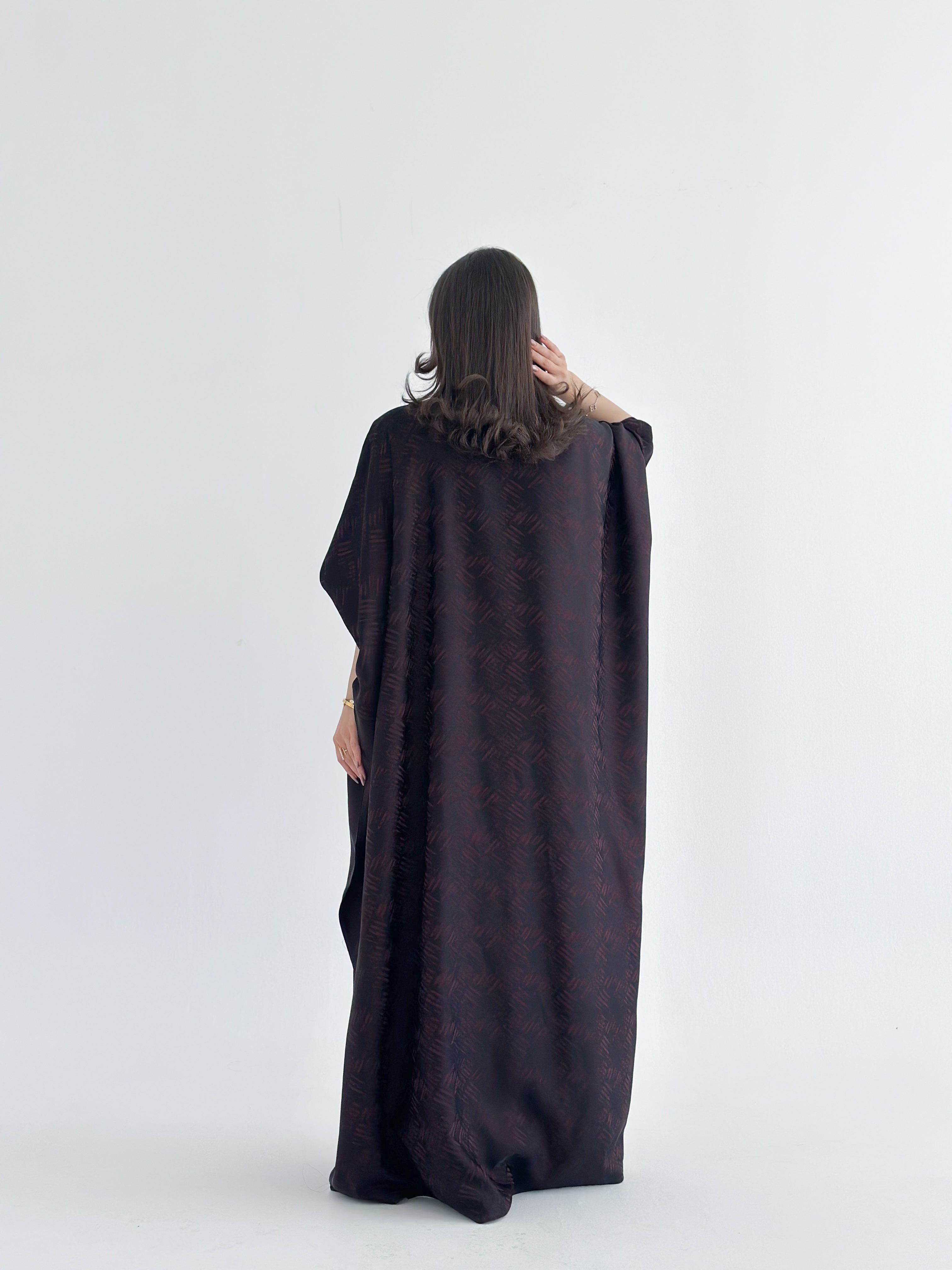 MW2114 - عباية جاكار قصه بشت مع اضافة فستان داخلي كريب حرير - Aya