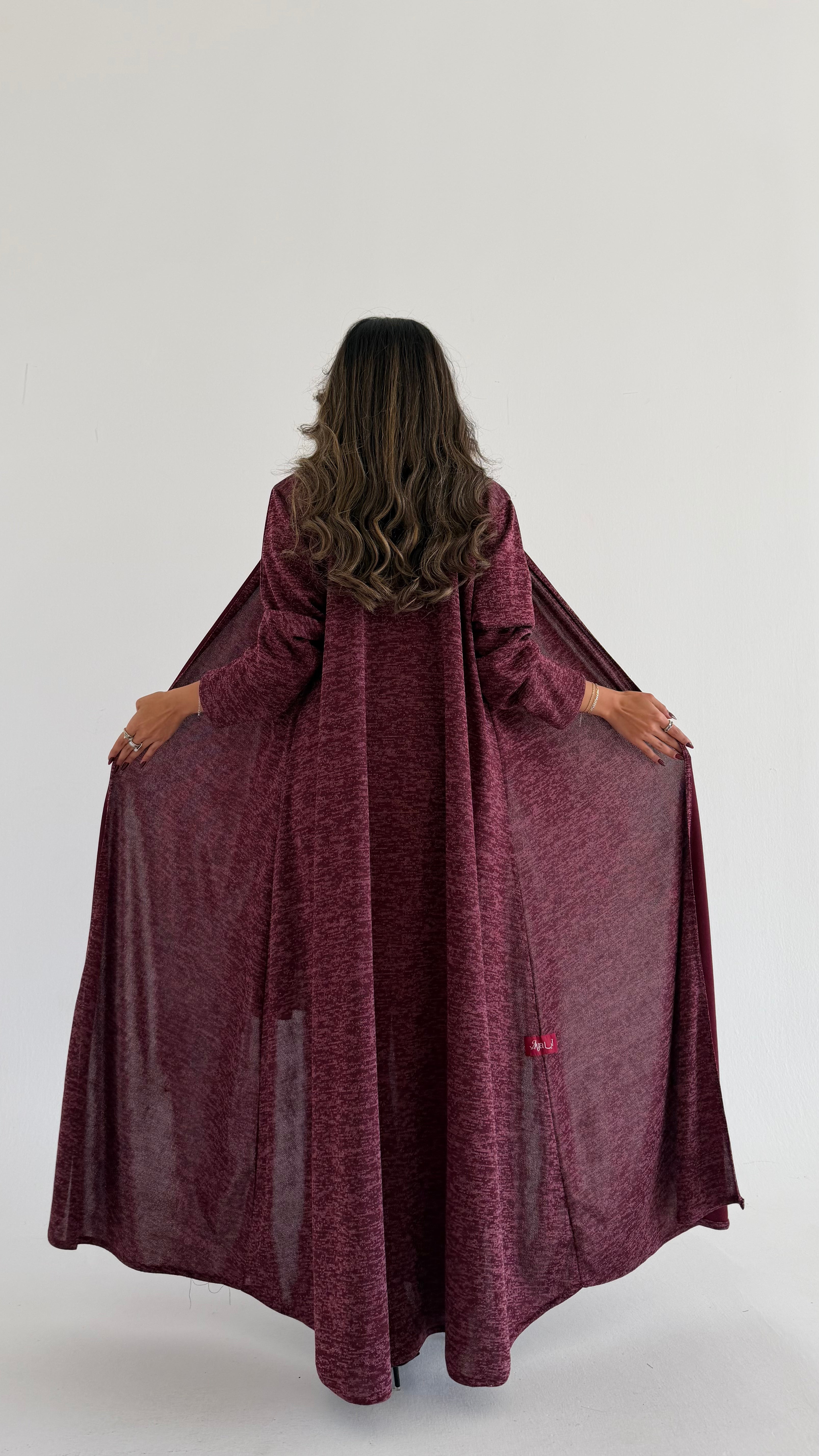MWT588 - عباية ستريتش عنابي | Stretch abaya in burgundy - Aya