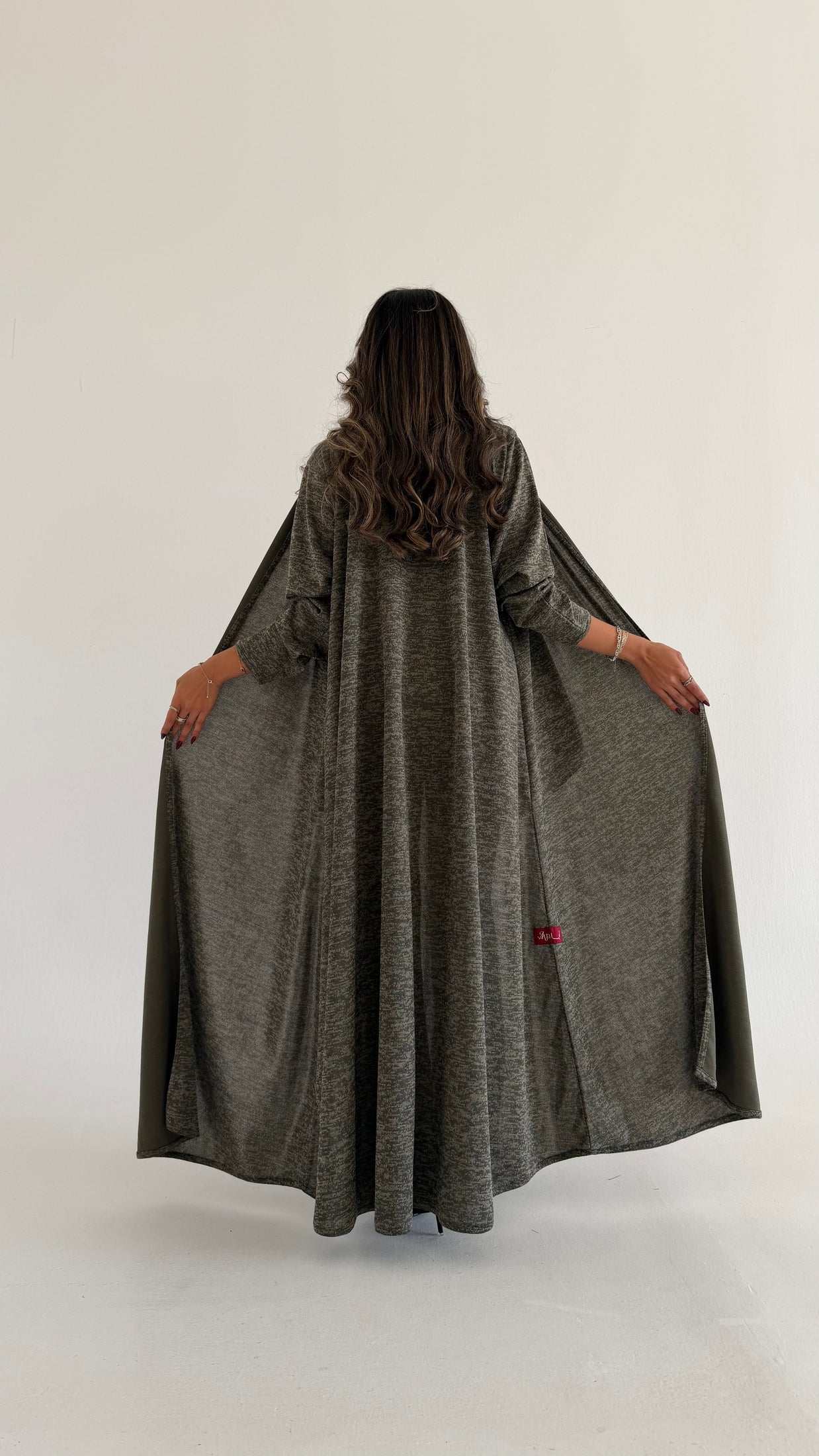 MWT590 - Stretch abaya in olive | عباية ستريتش زيتي - Aya