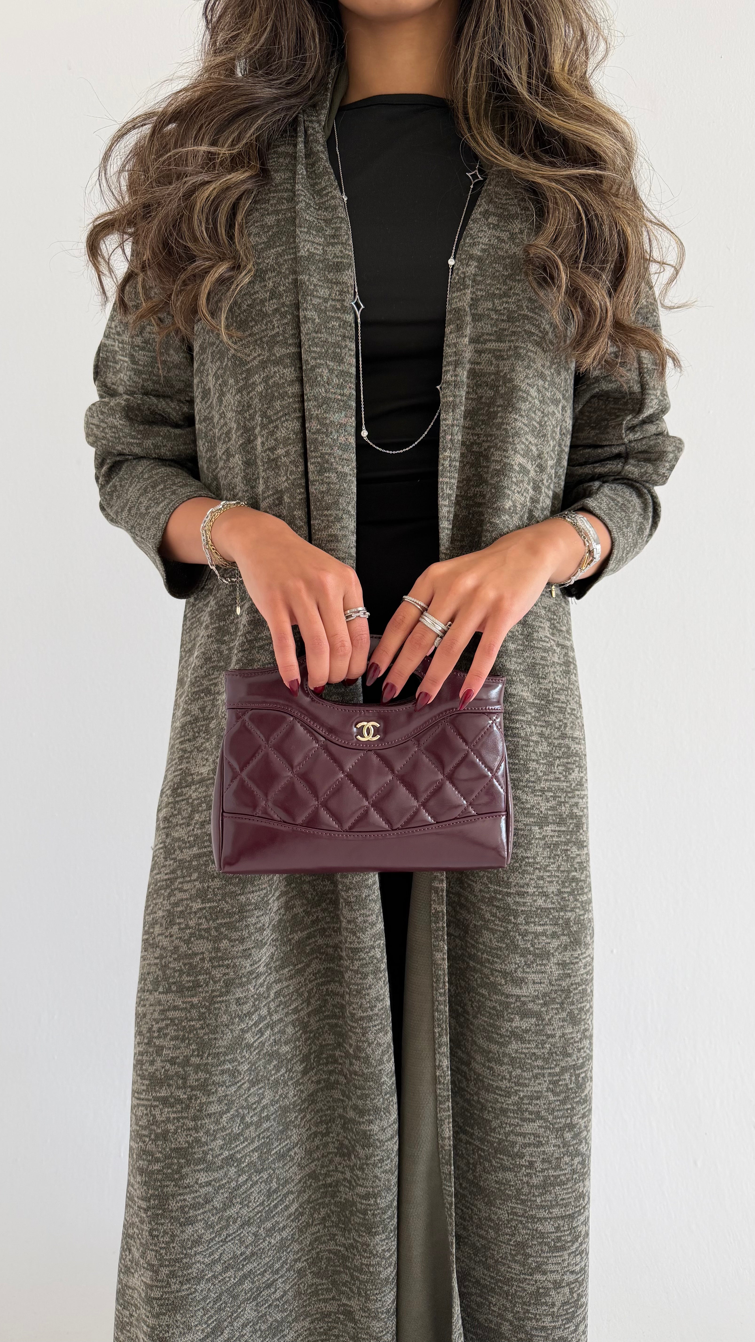 MWT590 - Stretch abaya in olive | عباية ستريتش زيتي - Aya