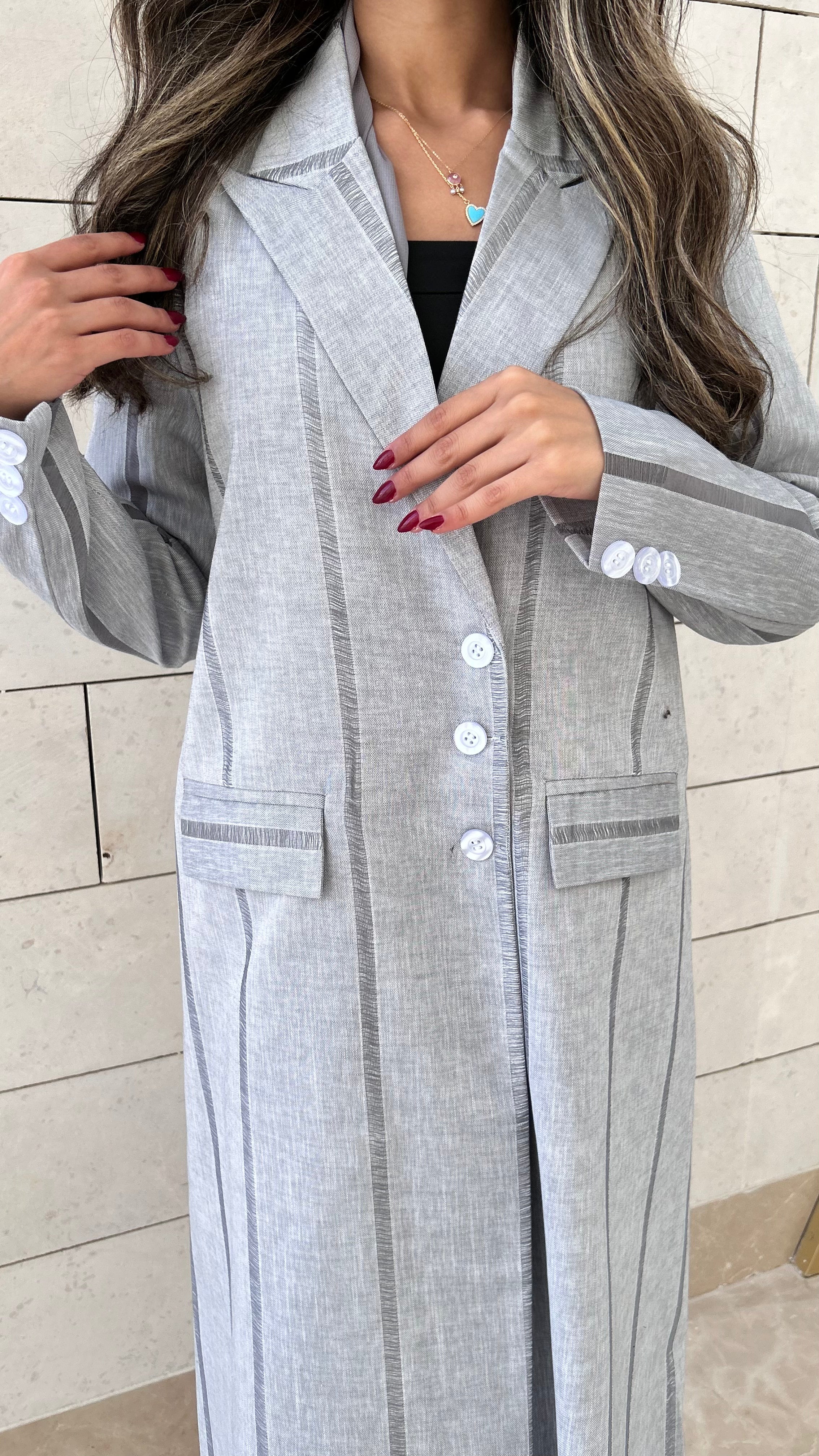 MWT646 - عباية لنن بليزر - Aya