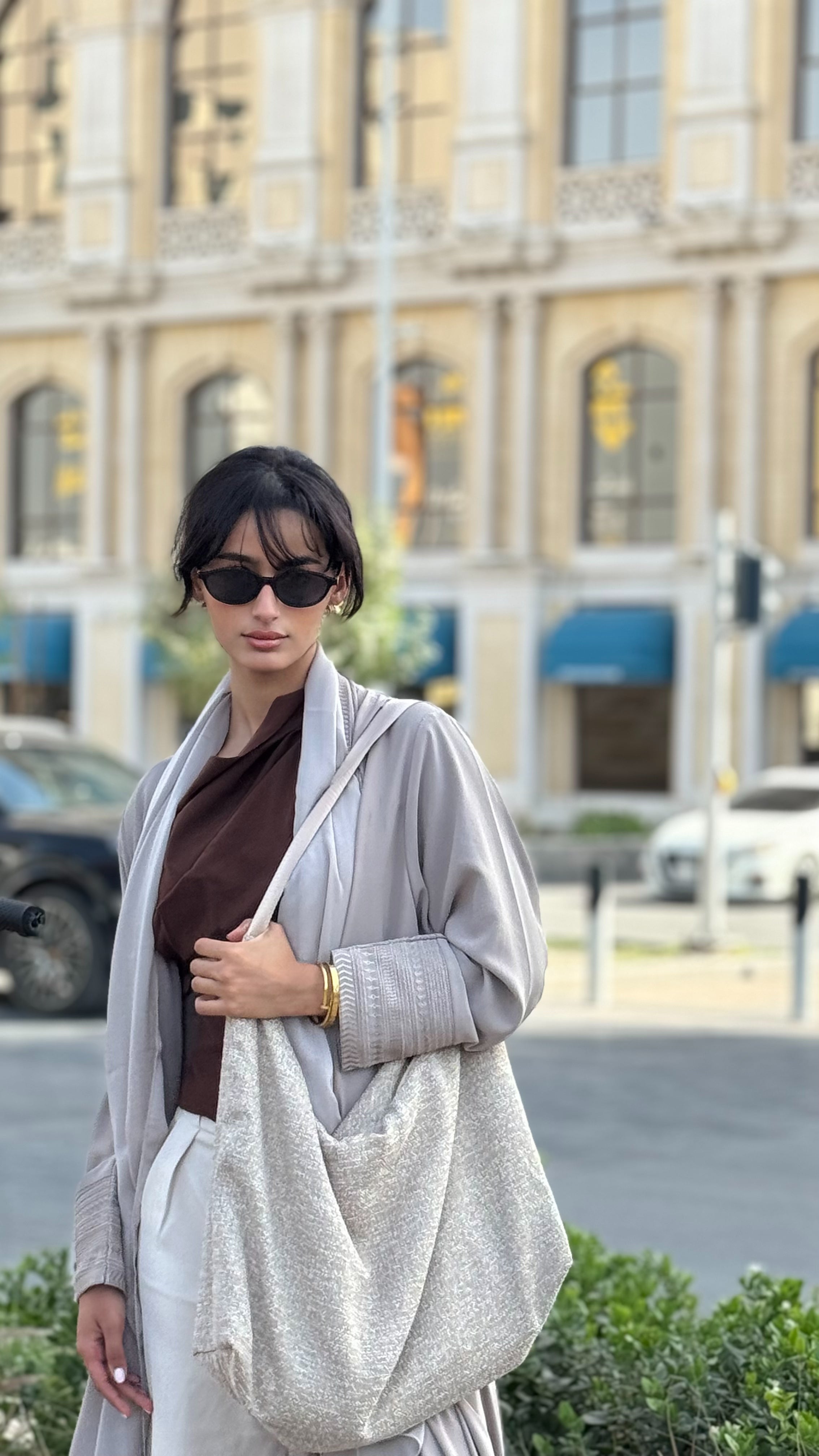 MWB0800 - شنطة هوبو كتان سميكة وعملية بيج - Aya