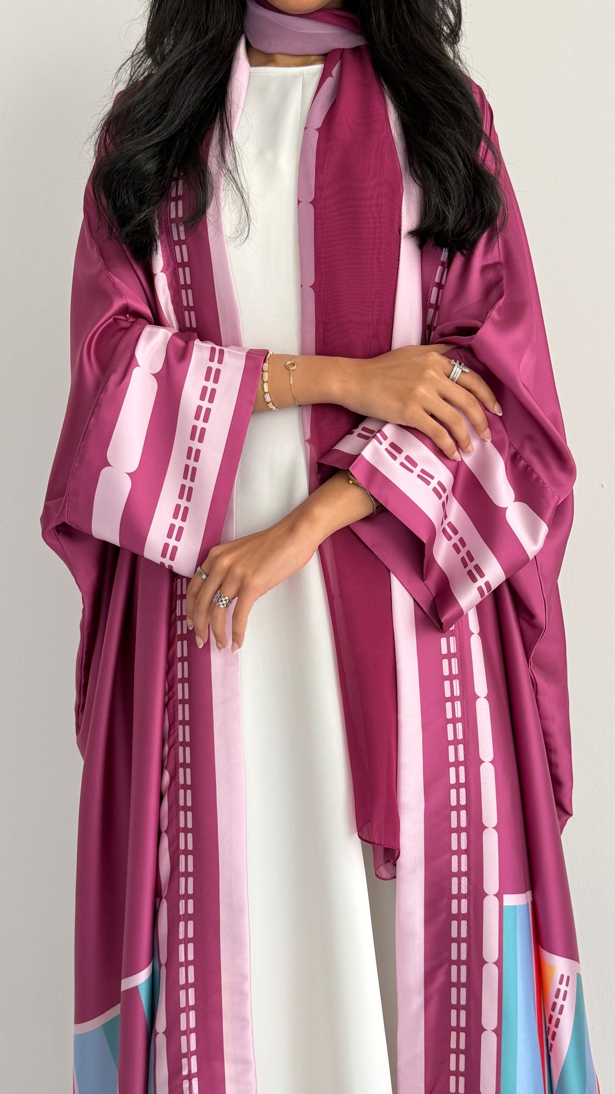 MWT1201 - عباية مخطط ملون |Colorful striped abaya - Aya