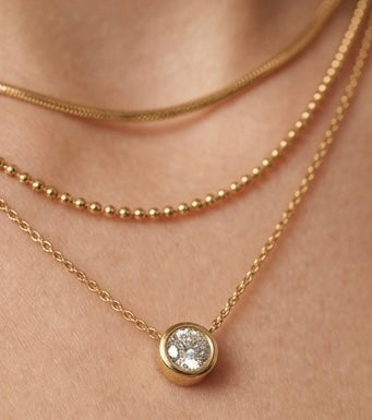 MWAC018 - عقد متعدد الطبقات مطلي ذهب 18بحجر زركون - Aya