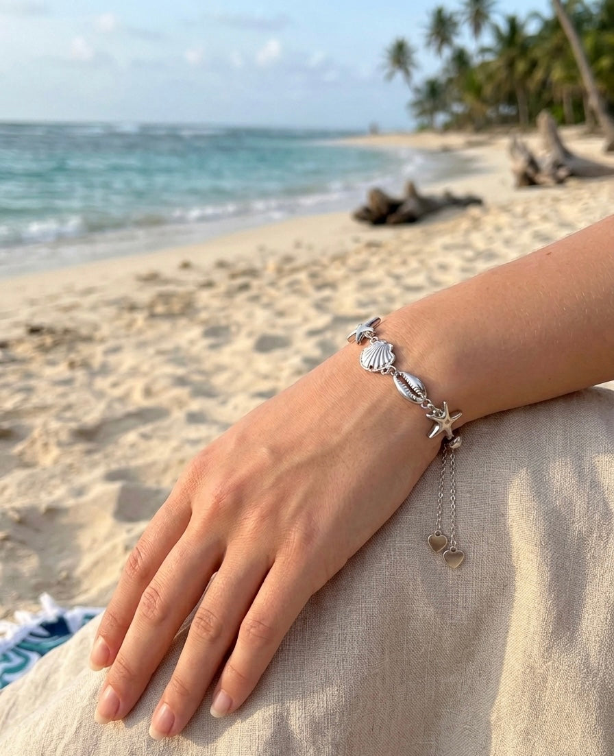 MWAC009 - إسورة بوهيمية بصدف ونجم البحر – قابلة للتعديل - Aya