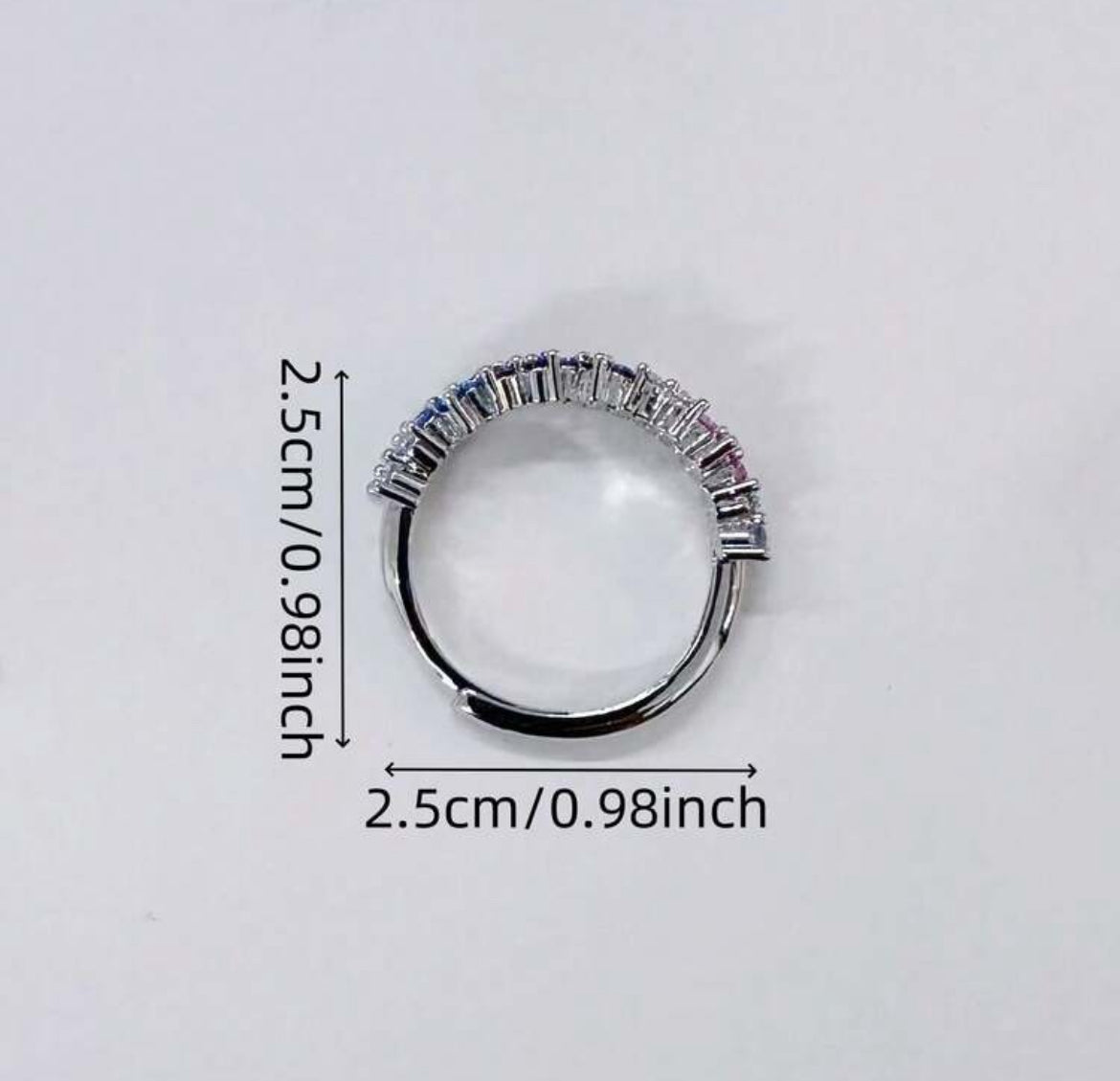 MWAC002 - خاتم أحجار ملونة فاخر مطلي بالذهب - Aya