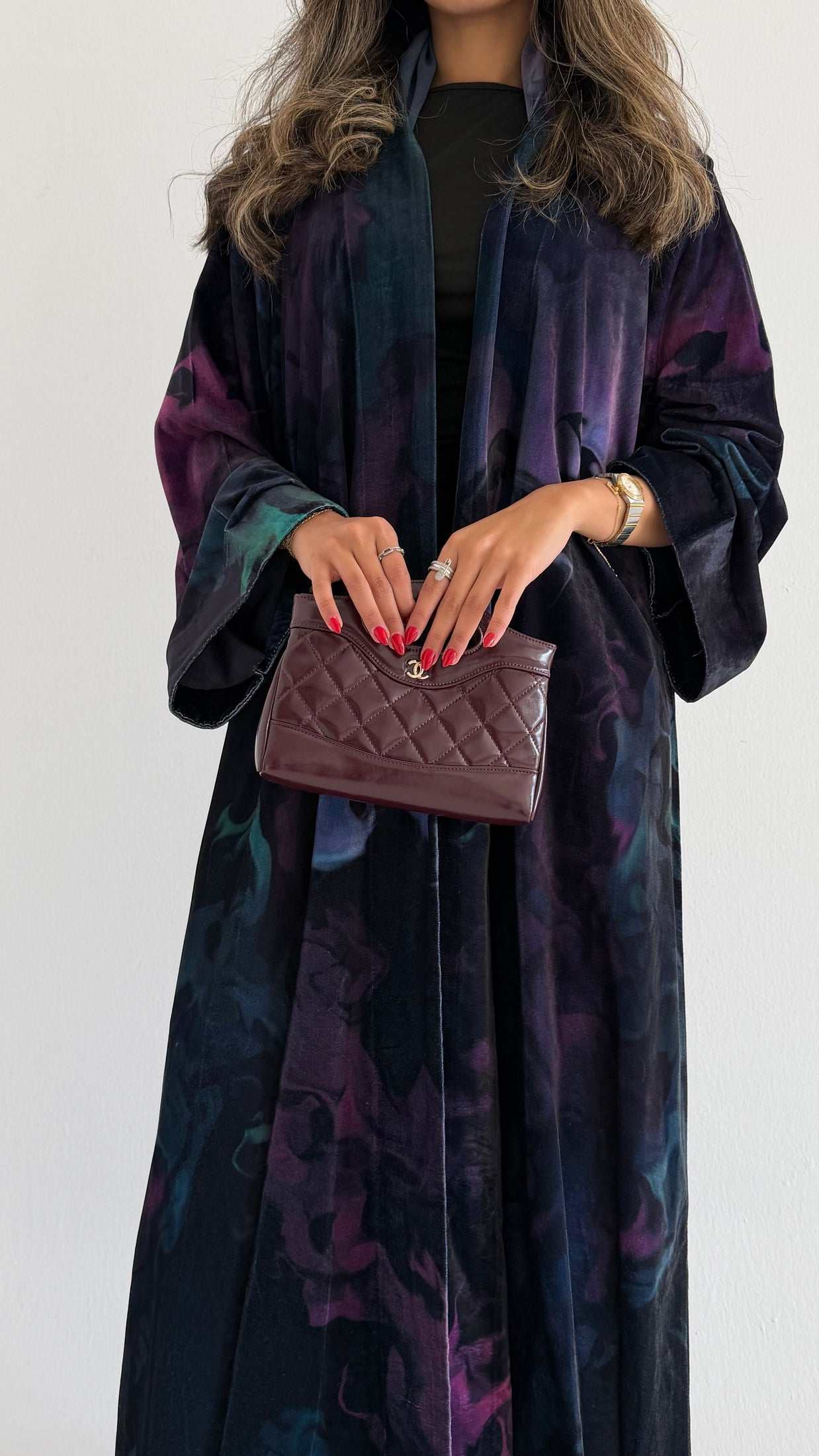 MWT616 - عباية مخمل طباعة - Aya