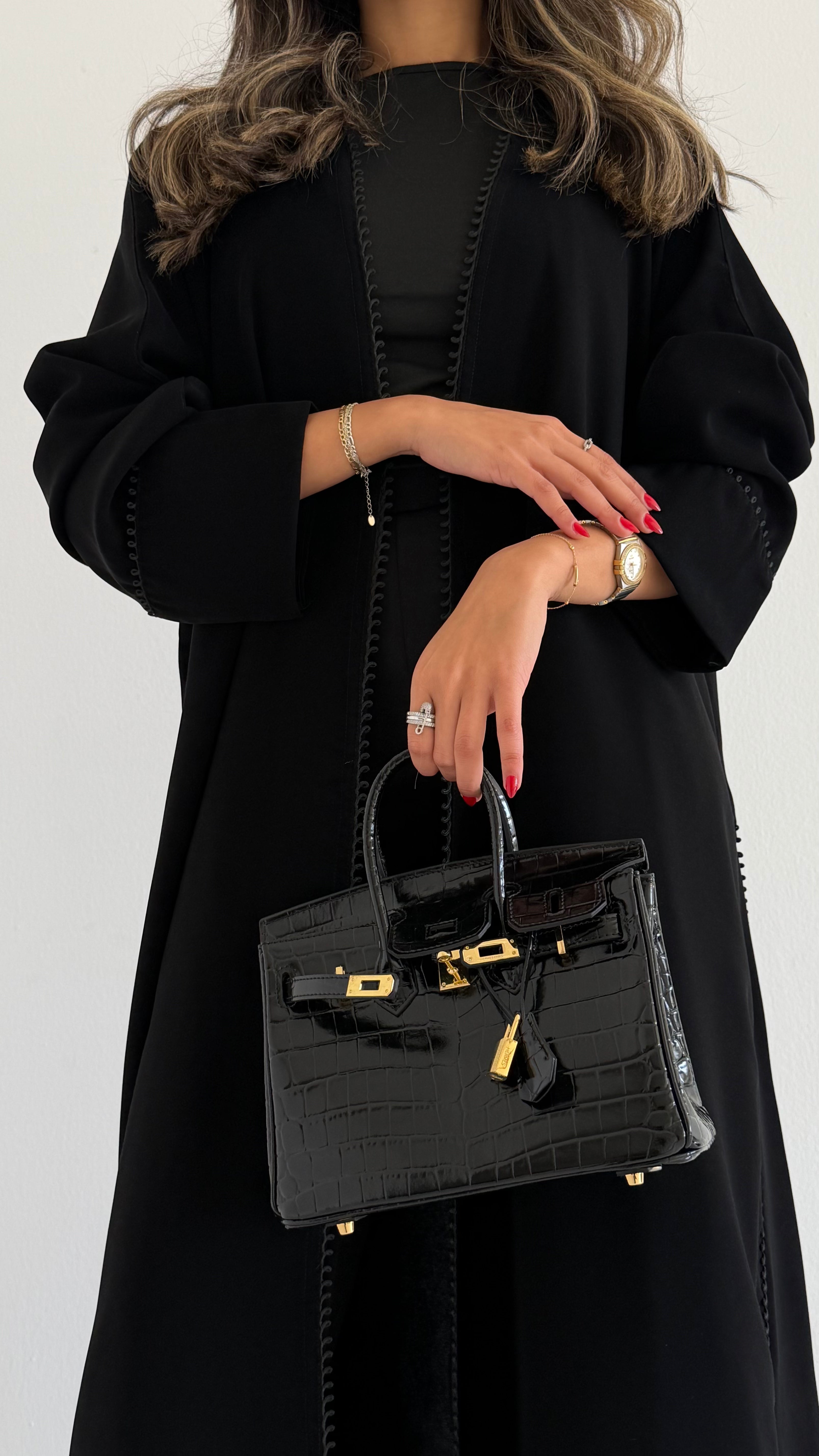 MW1797 - عباية كريب مع اضافة قيطان السنارة