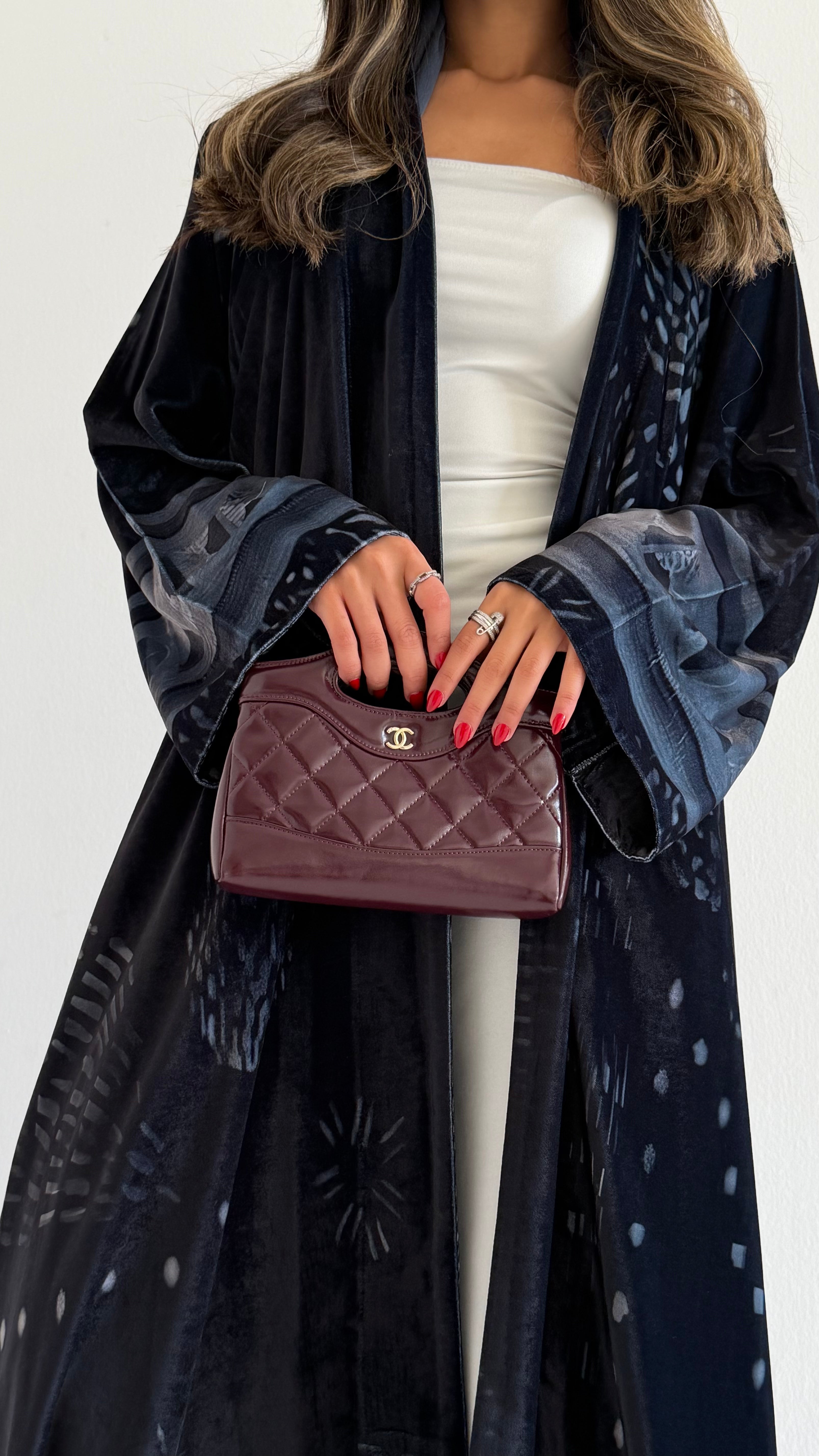 MWT615 - عباية مخمل طباعة