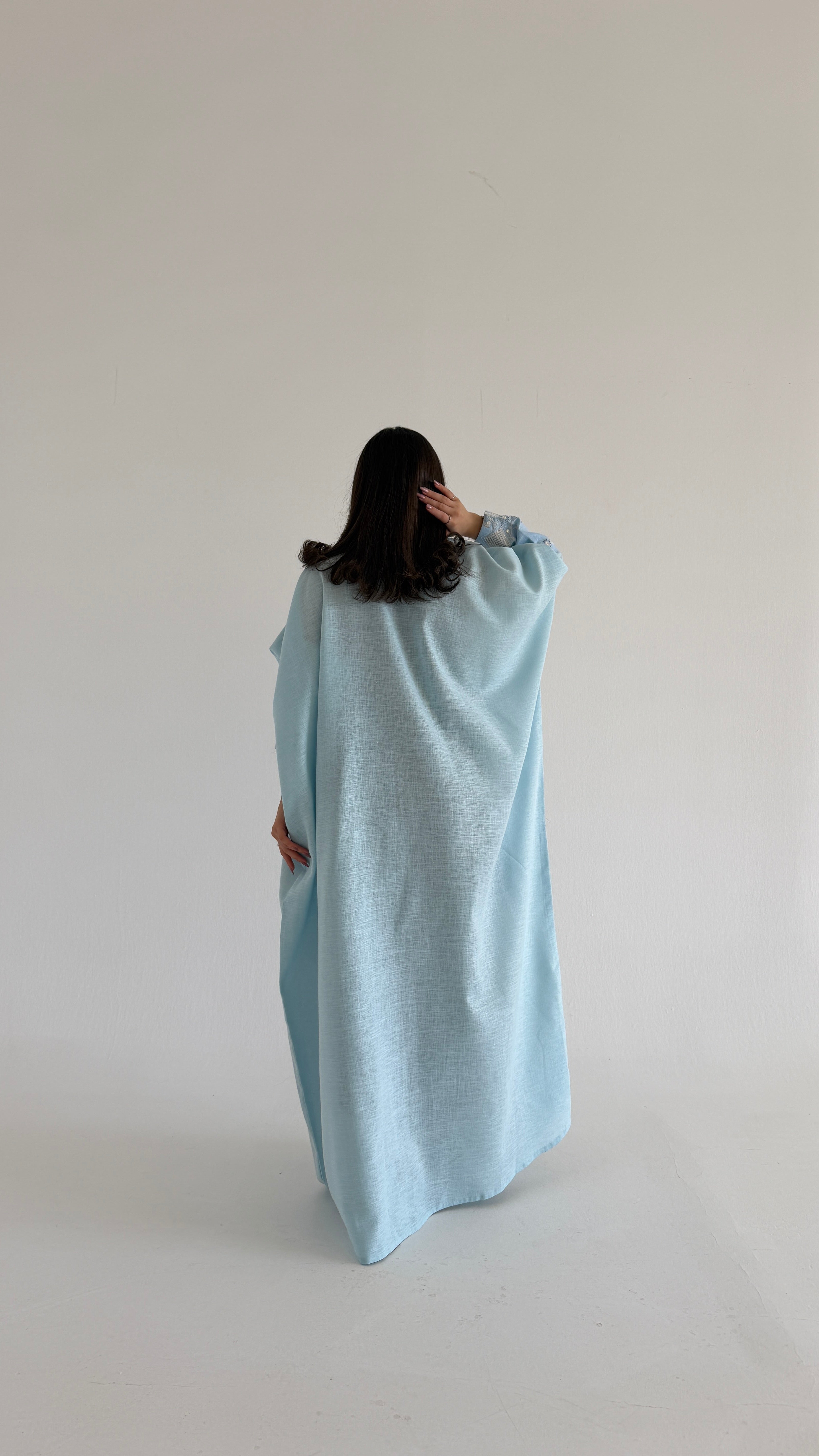 MWT5035 - قماش لينن سماوي مع تطريز سماوي - Aya