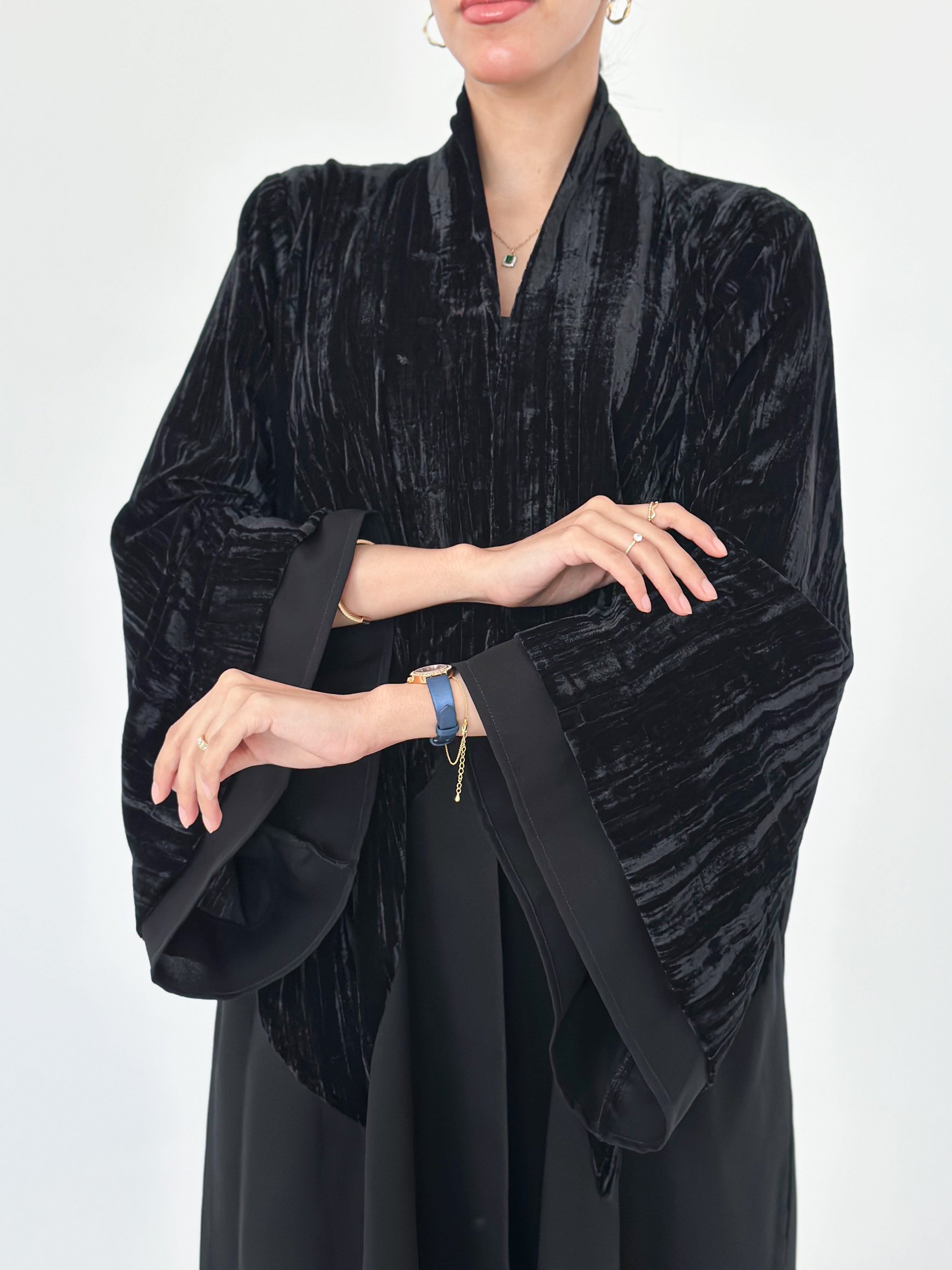 MW1163 - نص كلوش قماش مخمل مكسر مع كريب - Aya