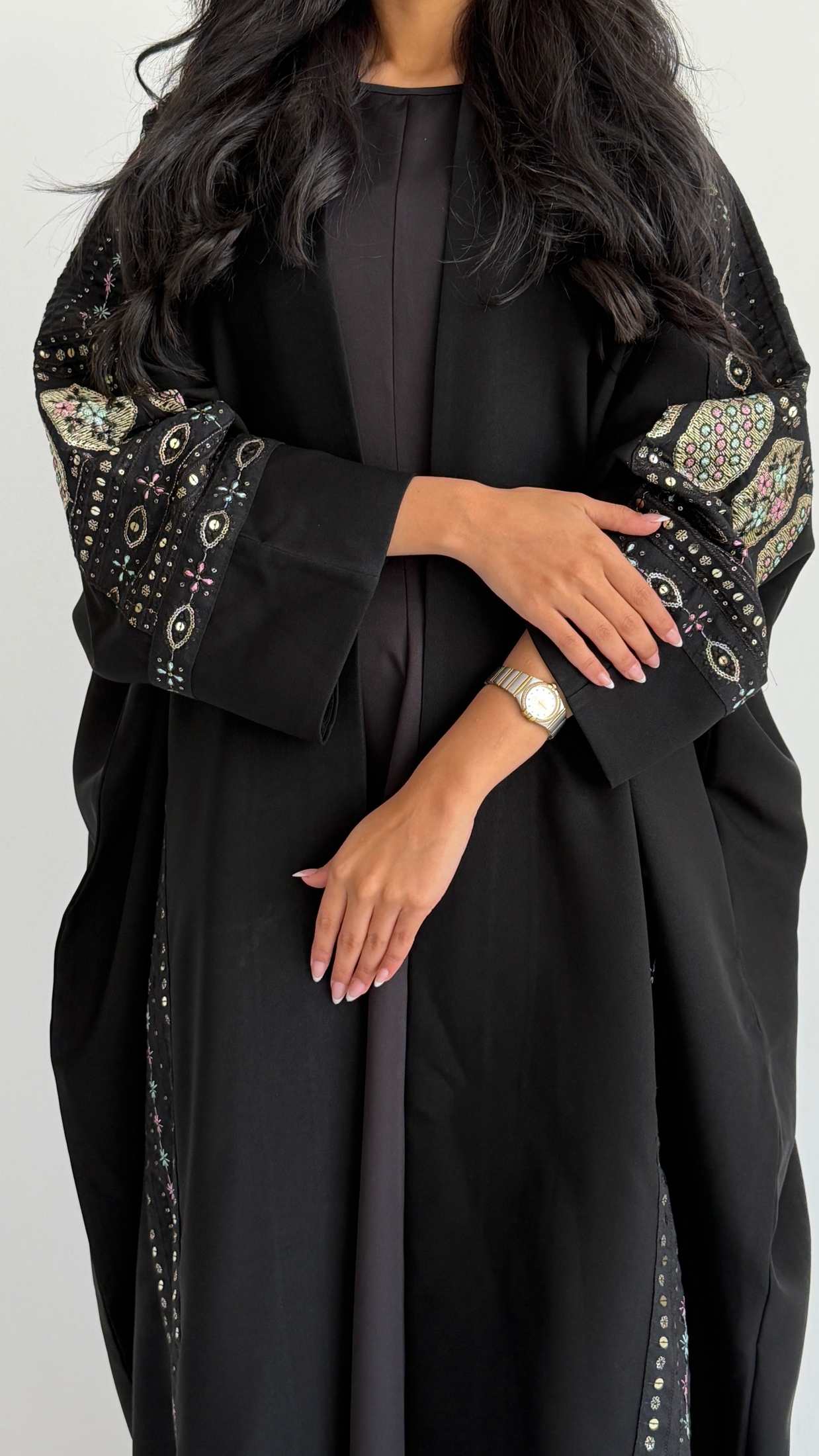 MWT1353 عباية كريب بتدخيلة ركامه - Aya