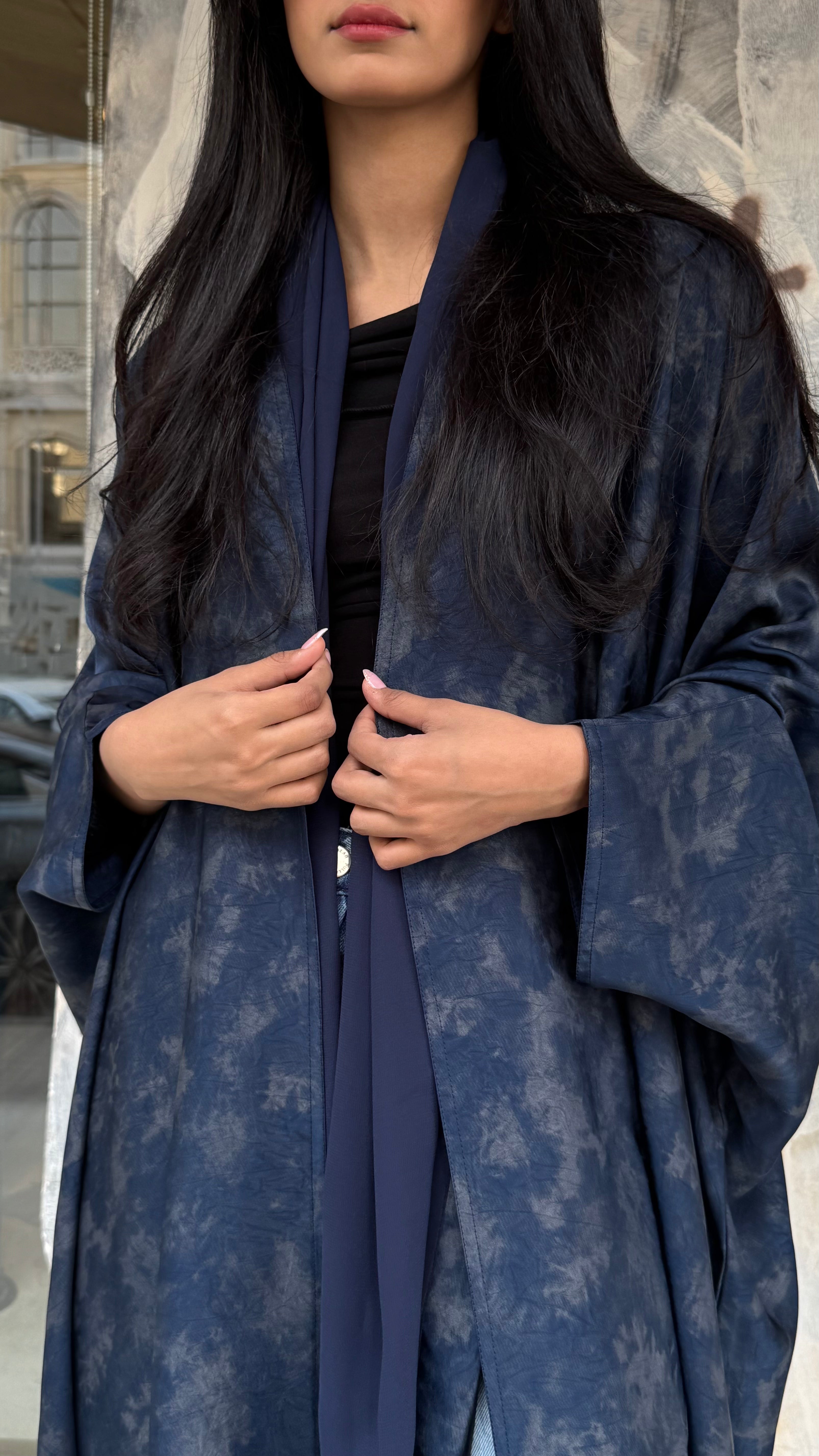 MWT521 -عباية كحلية طباعة