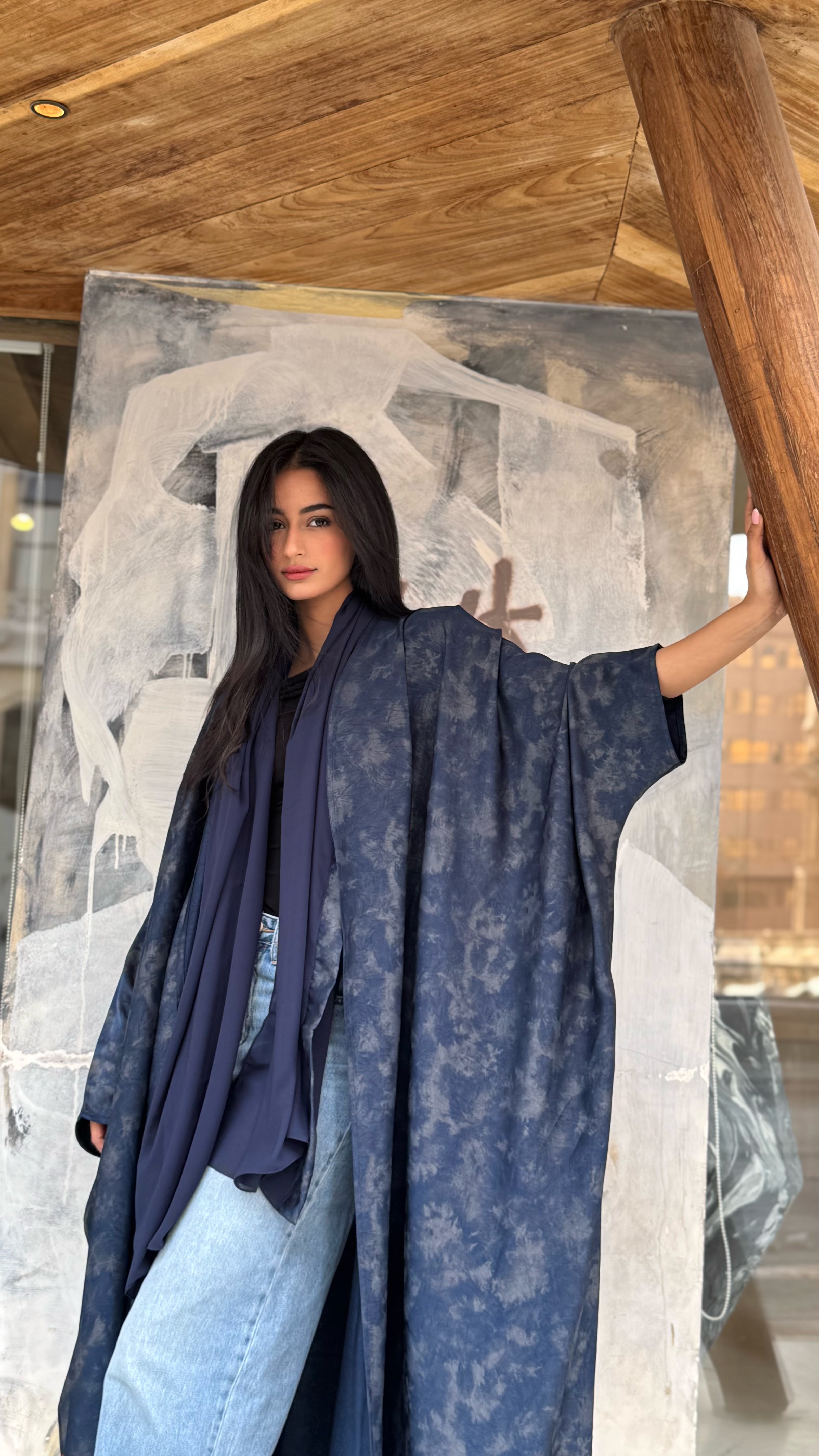 MWT521 -عباية كحلية طباعة