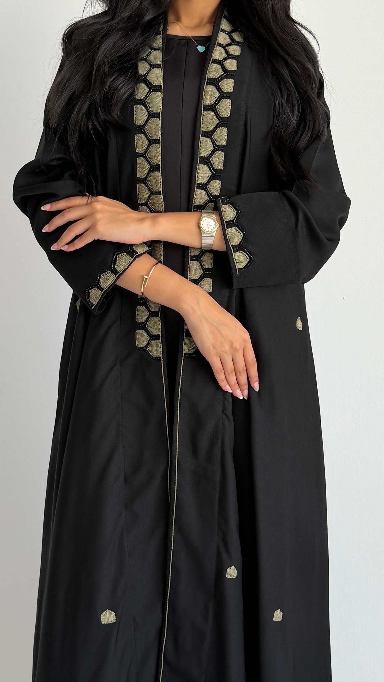 MWT4260 - عباية كتان بشك خلايا نحل - Aya