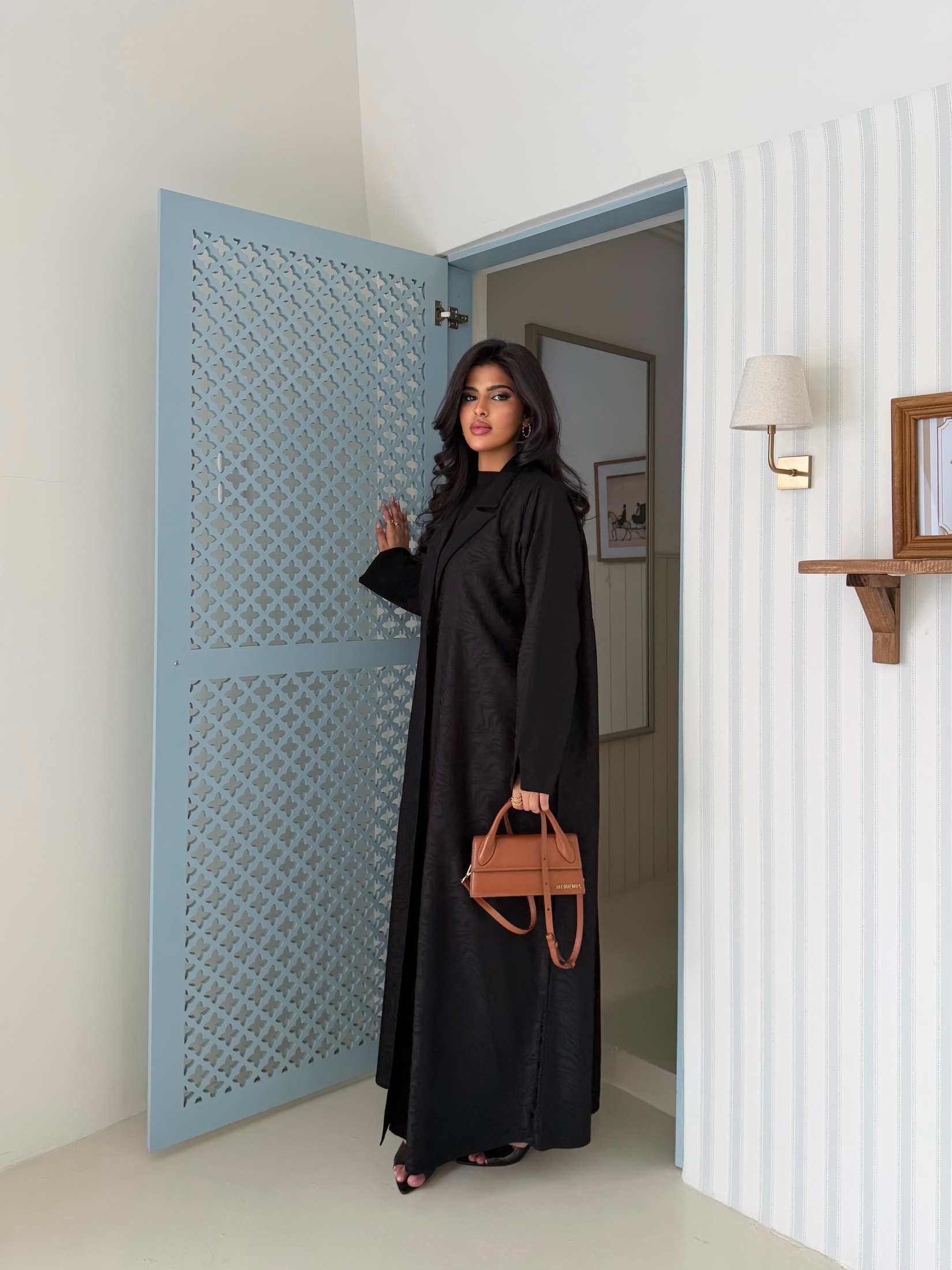 MWT4311 - عباية جاكار صيفي أسود فاخر - Aya